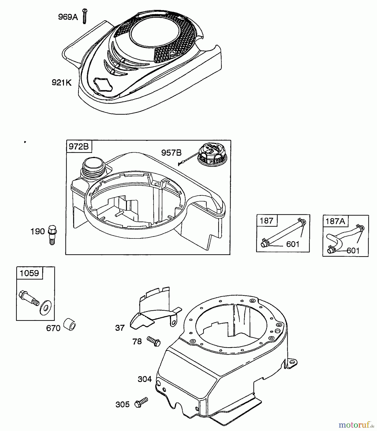 Wolf-Garten Benzinmotoren Briggs&Stratton Quantum 60675 2061000 (2008) Gebläsegehäuse, Tank