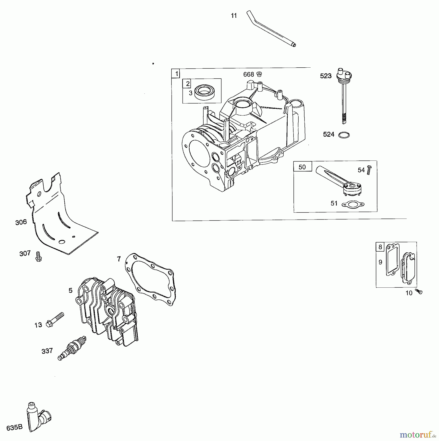 Wolf-Garten Benzinmotoren Briggs&Stratton 3,5 Classic 450 2077005 (2008) Kurbelgehäuse, Zylinderkopf