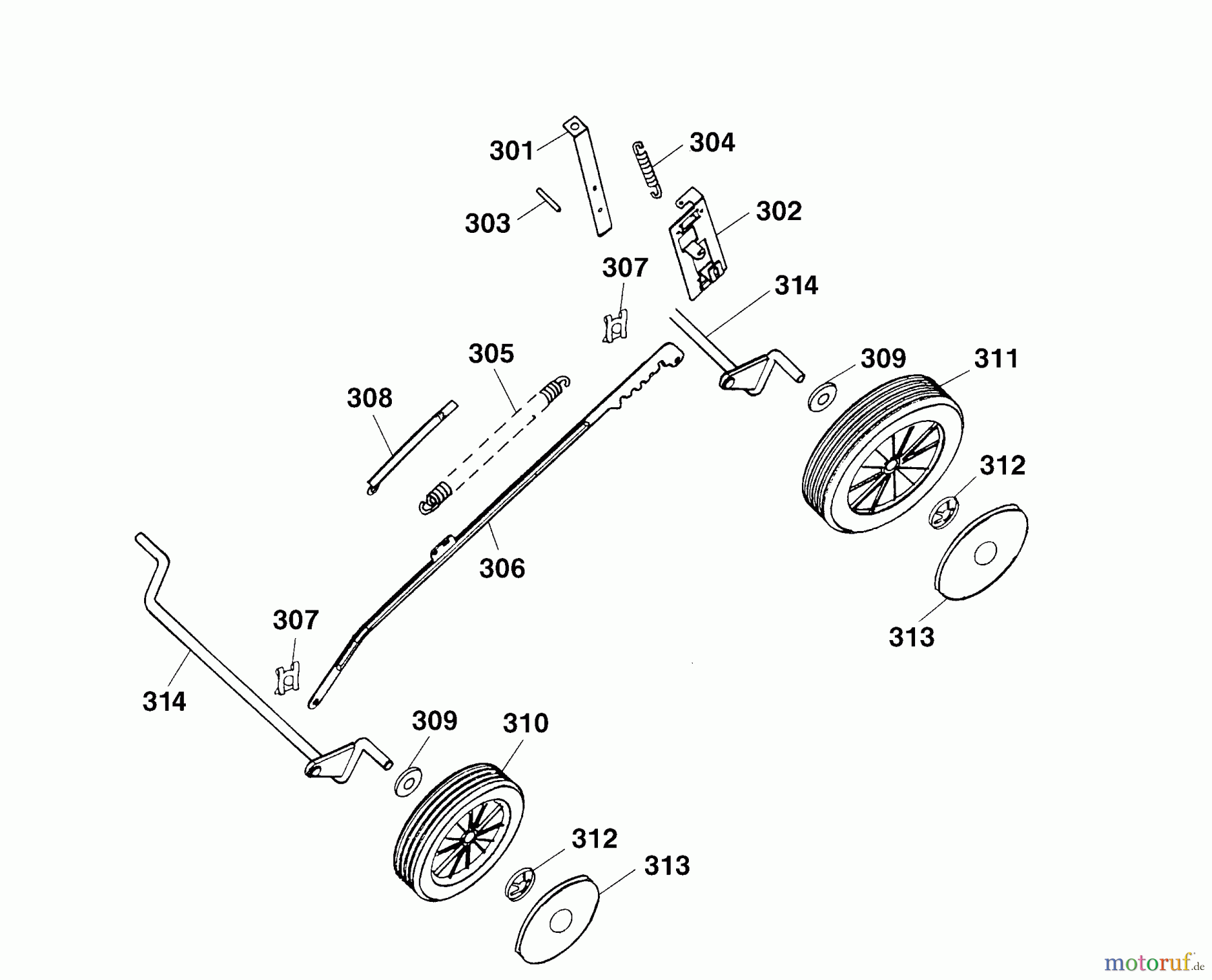 Wolf-Garten Elektromäher 2.40 E 4961680 Serie A (2003) Räder, Schnitthöhenverstellung