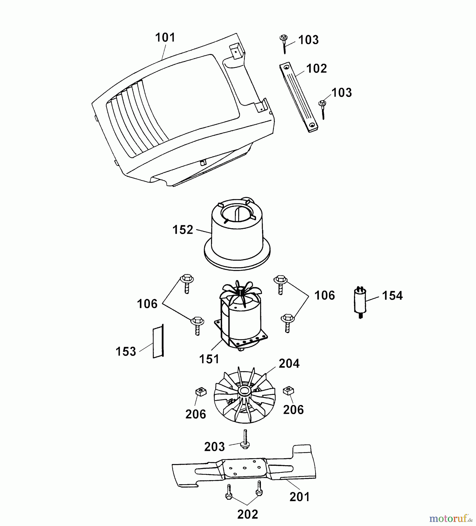 Wolf-Garten Elektromäher 2.40 E 4961680 Serie A (2003) Abdeckhaube Motor, Messer, Motor