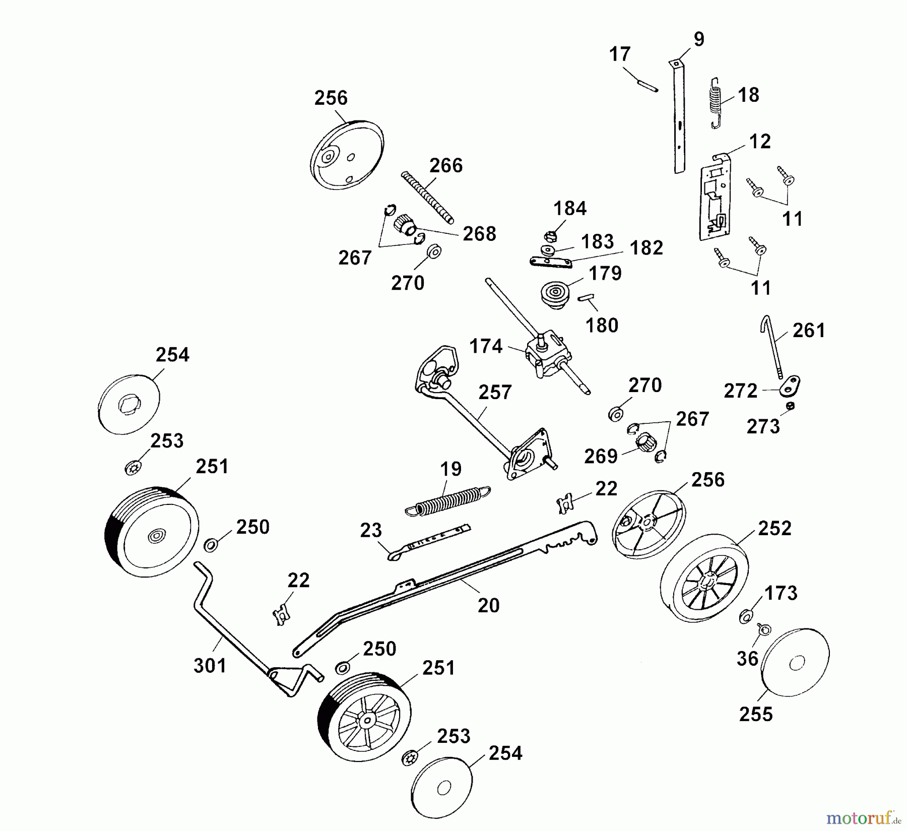 Wolf-Garten Motormäher mit Antrieb 2.40 HA 4005007 Serie A (2003) Höhenverstellung, Räder