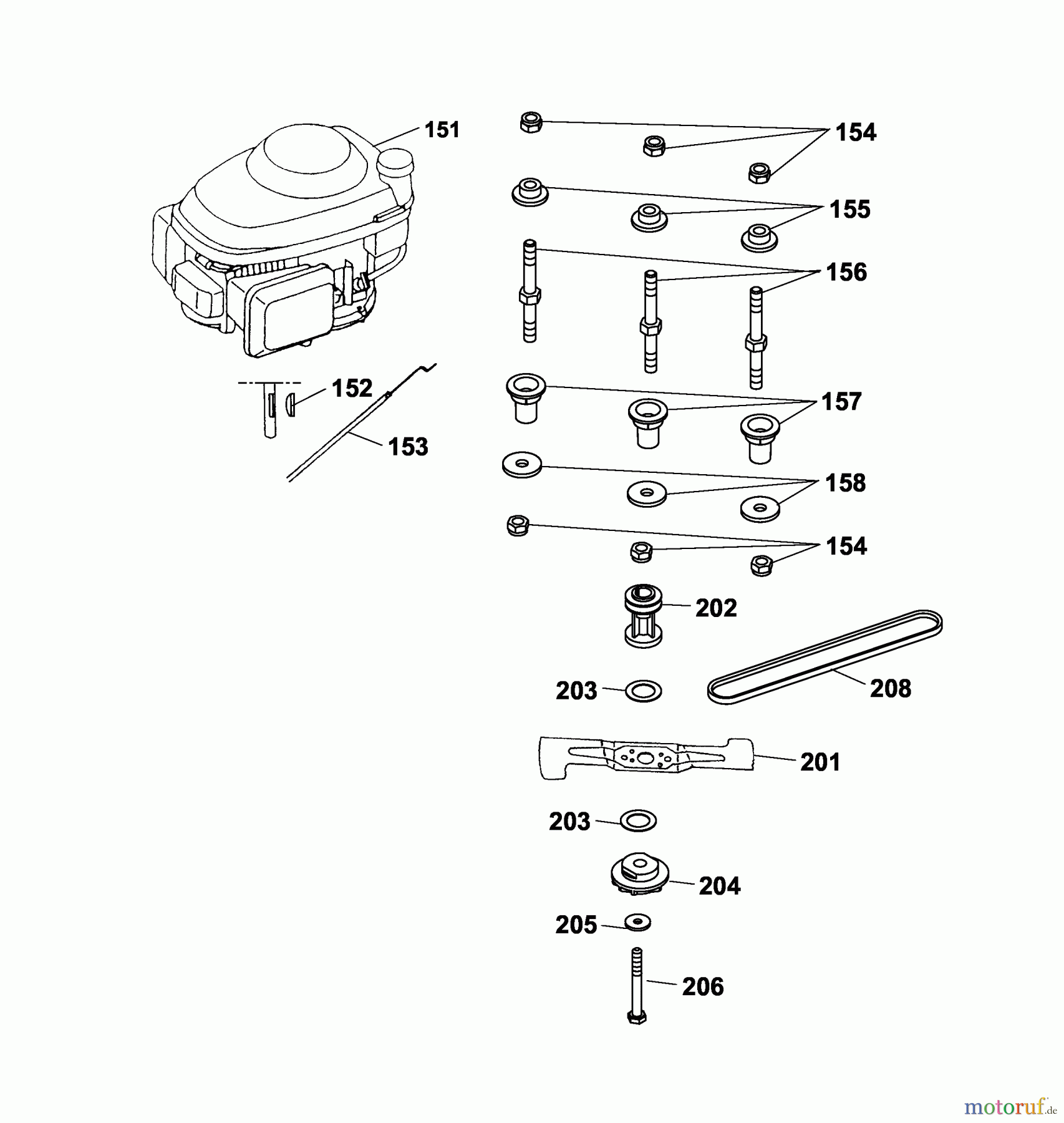 Wolf-Garten Motormäher mit Antrieb 2.46 HA 4605007 Serie A, B (2003) Messer, Messeraufnahme, Motor