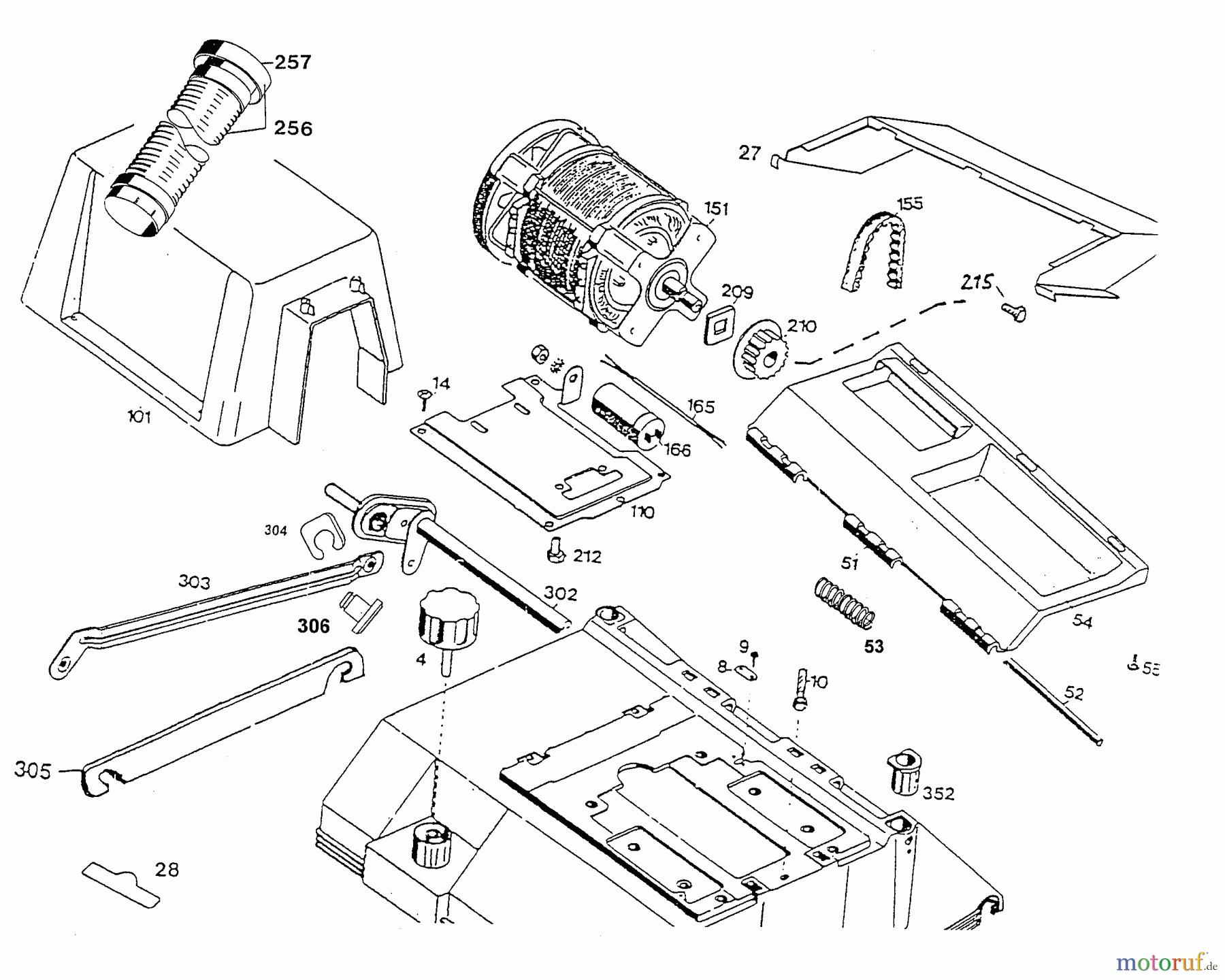 Wolf-Garten Elektrovertikutierer UV 32 E 3585006 Serie A (2001) Achse hinten, Heckklappe, Keilriemen