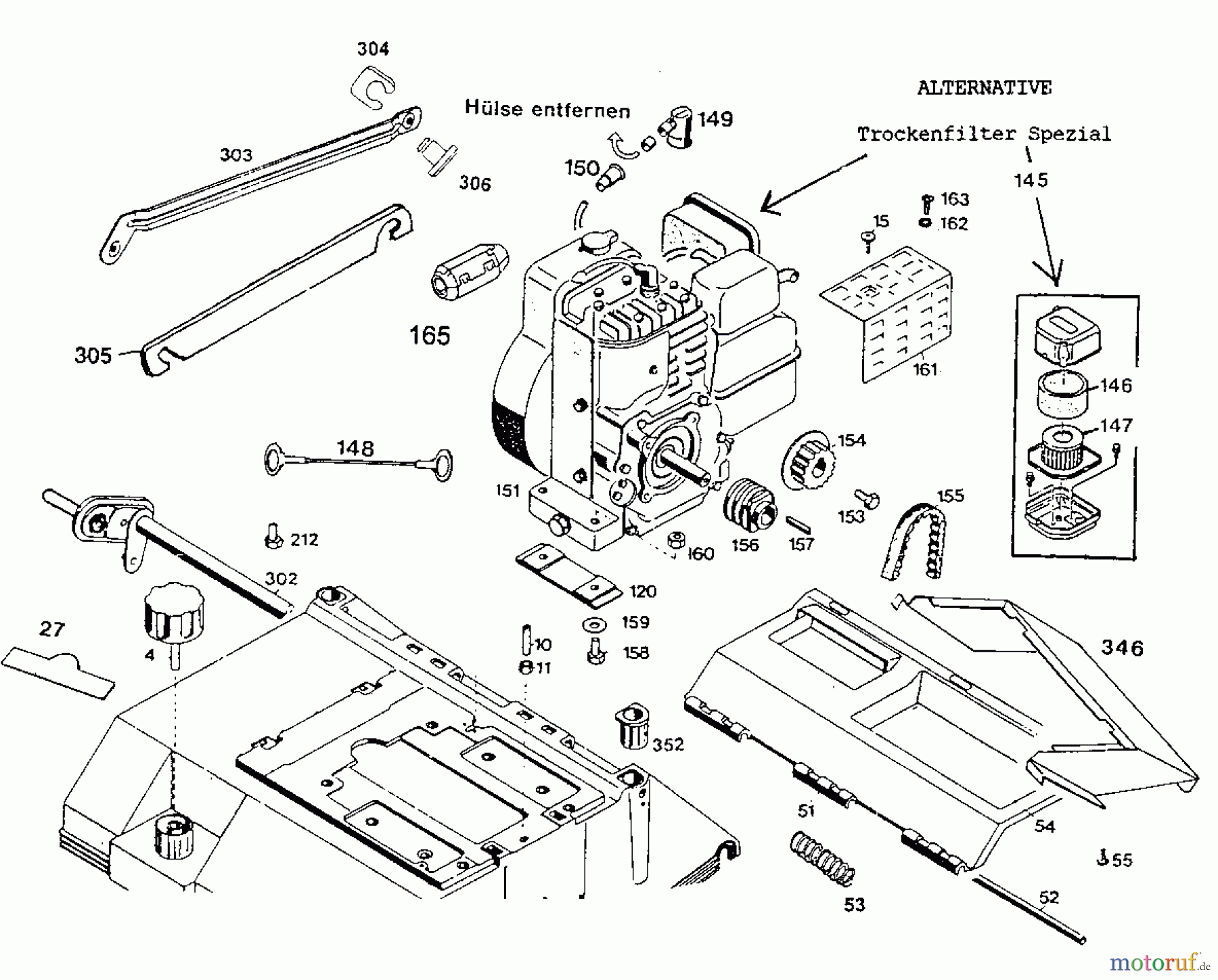  Wolf-Garten Motorvertikutierer UV 32 B 3586080 Serie B  (2000) Achse hinten, Heckklappe, Keilriemen
