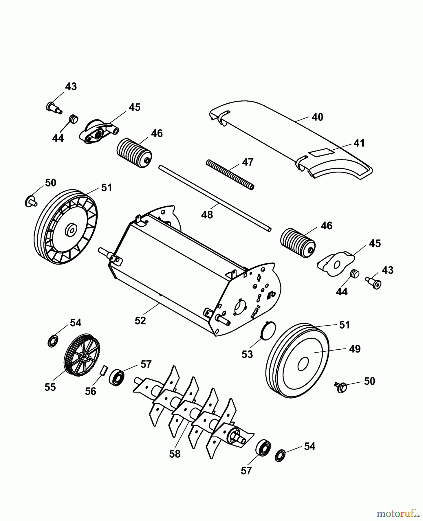 Wolf-Garten Elektrovertikutierer UV 28 EV 3615000 Serie C, E (2007) Messerwalze, Räder