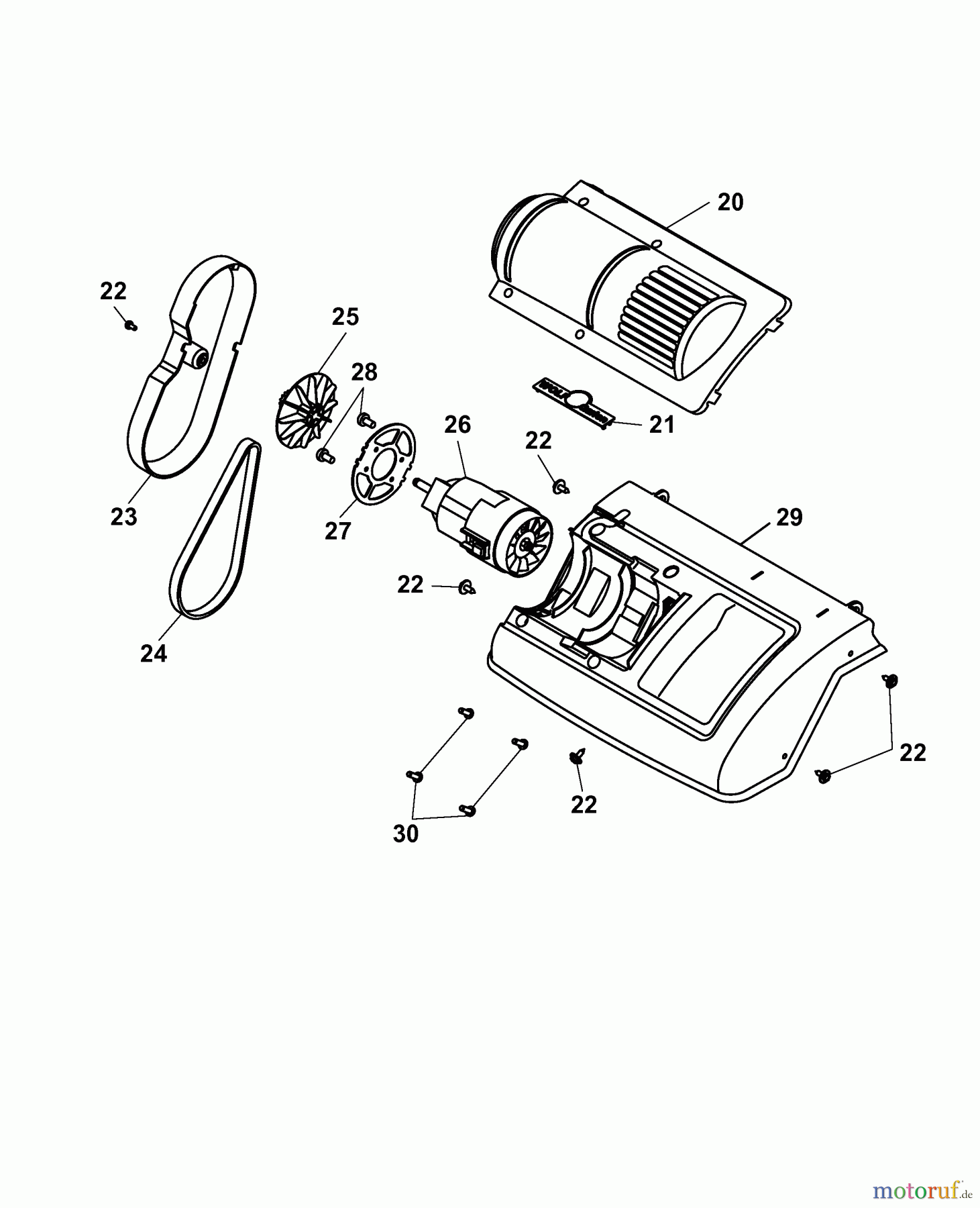 Wolf-Garten Elektrovertikutierer UV 28 EV 3615000 Serie C, E (2007) Elektromotor, Keilriemen