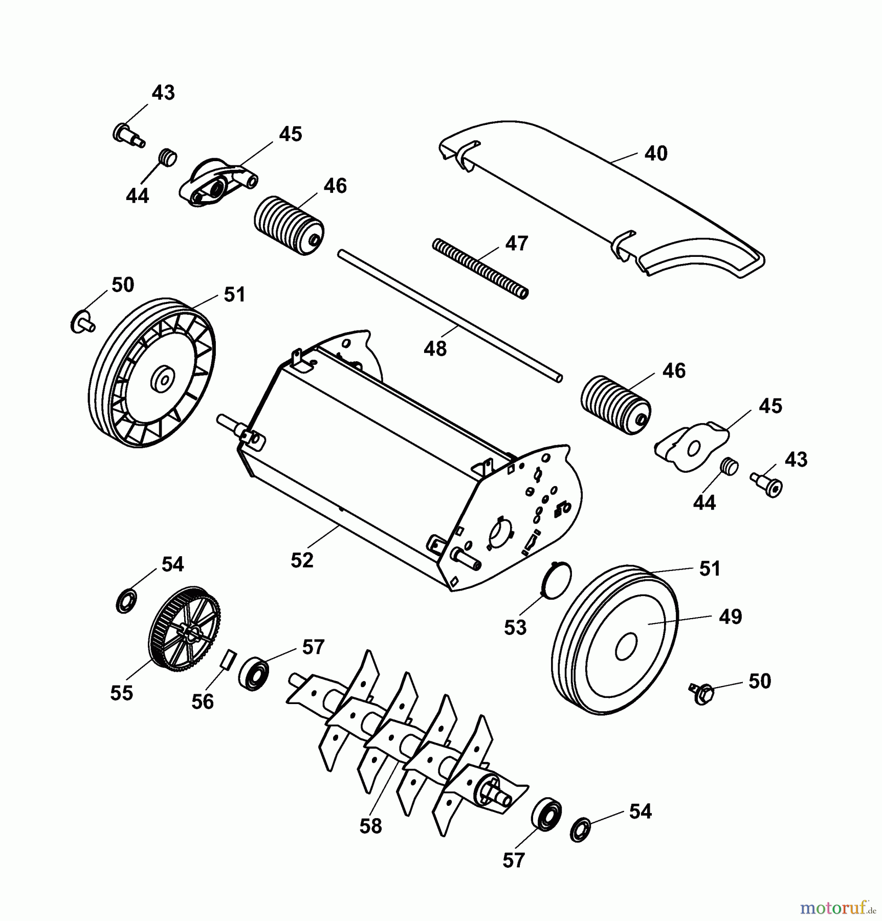 Wolf-Garten Elektrovertikutierer UV 28 EVD 3615008 Serie B  (2005) Messerwalze, Räder