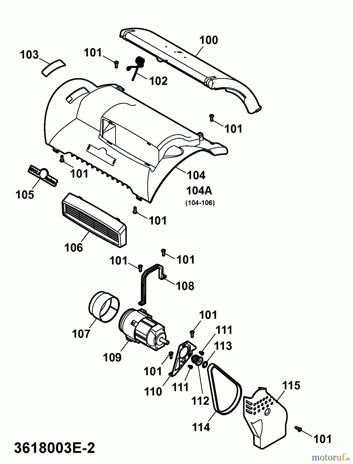 Wolf-Garten Elektrovertikutierer UV 29 EV 3618003 Serie E (2008) Elektromotor, Keilriemen