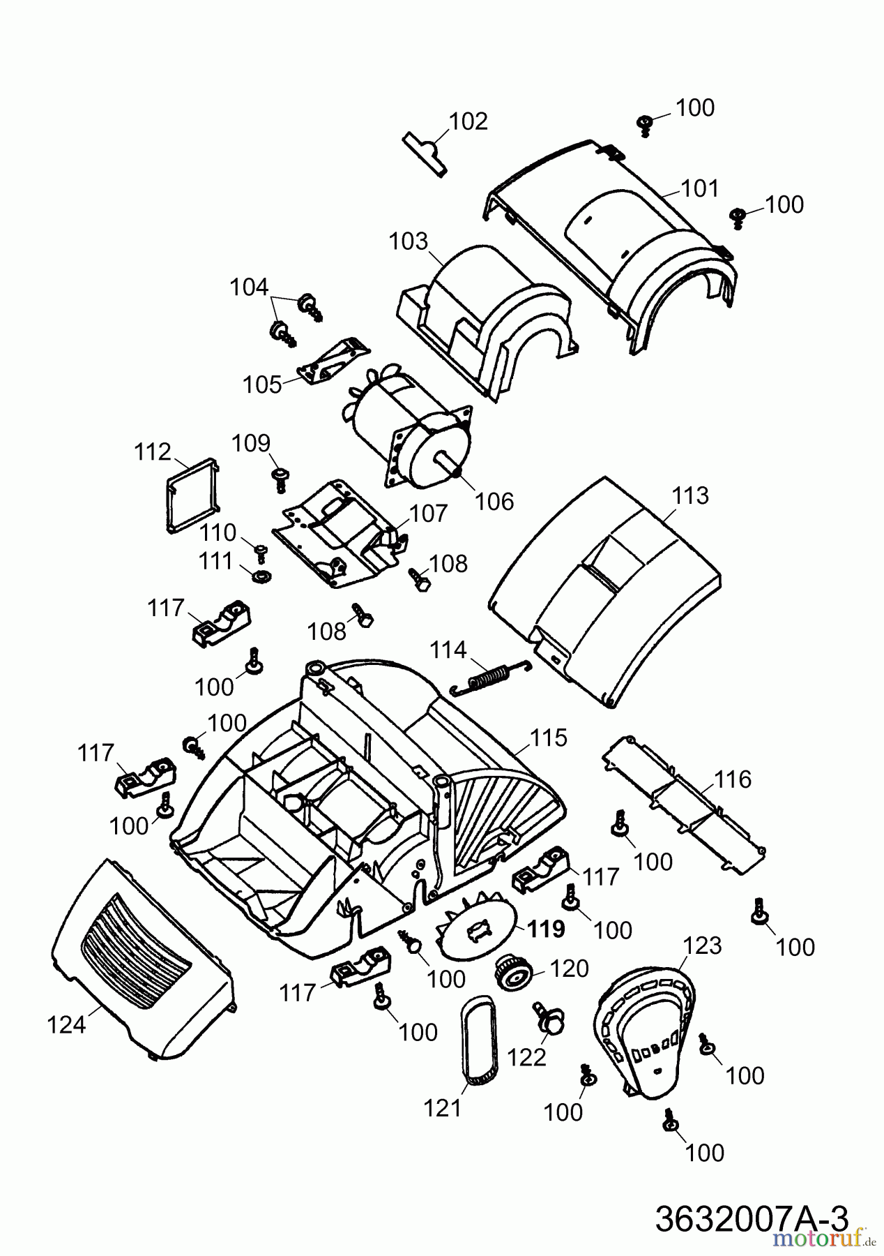  Wolf-Garten Elektrovertikutierer UV 32 EV 3632007 Serie A  (2003) Elektromotor, Keilriemen