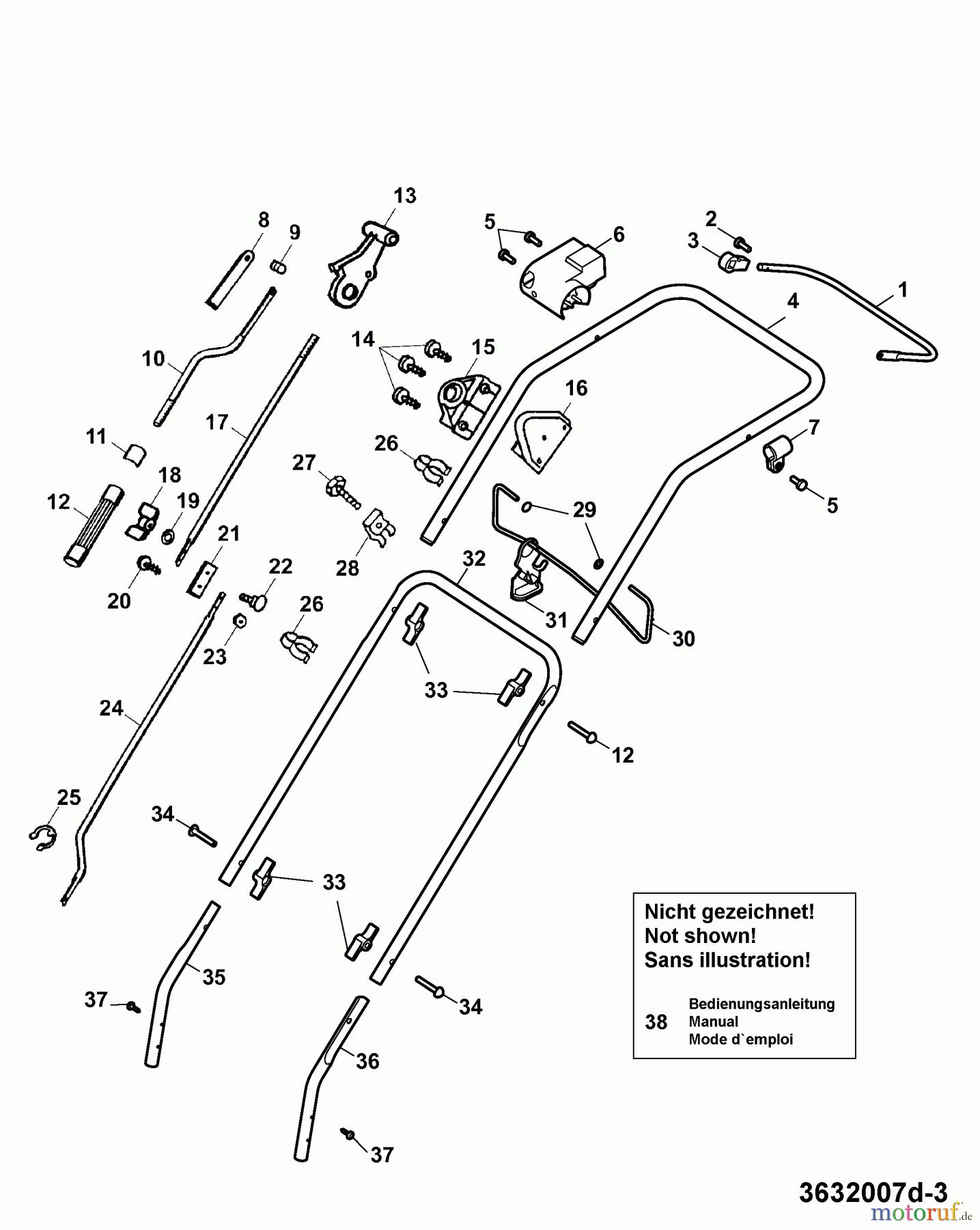 Wolf-Garten Elektrovertikutierer UV 32 EV 3632007 Serie D (2007) Holm