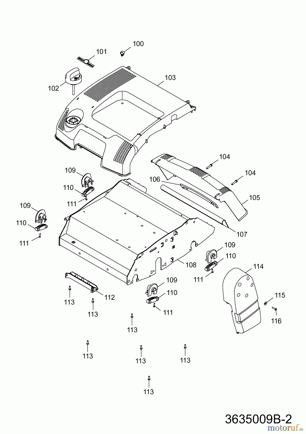 Wolf-Garten Motorvertikutierer UV 35 B 3635009  (2012) Vertikutierergehäuse