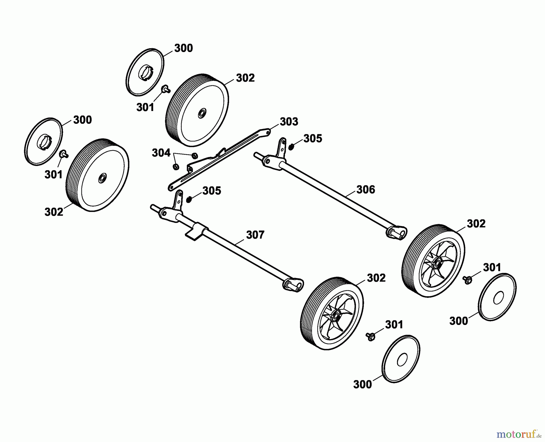 Wolf-Garten Motorvertikutierer UV 40 H 3640000 Serie B  (2007) Achsen, Räder