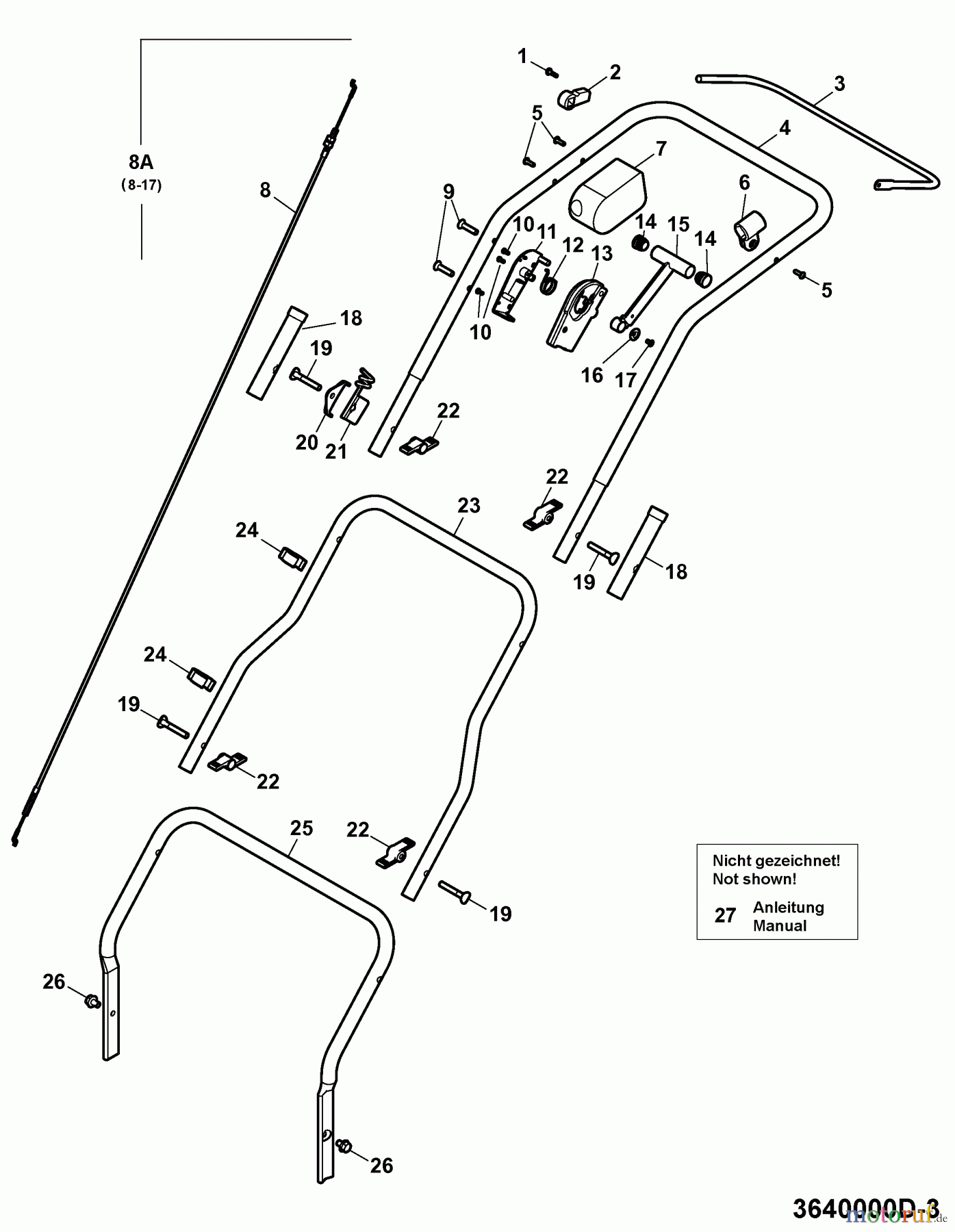 Wolf-Garten Motorvertikutierer UV 40 H 3640000 Serie E  (2009) Holm
