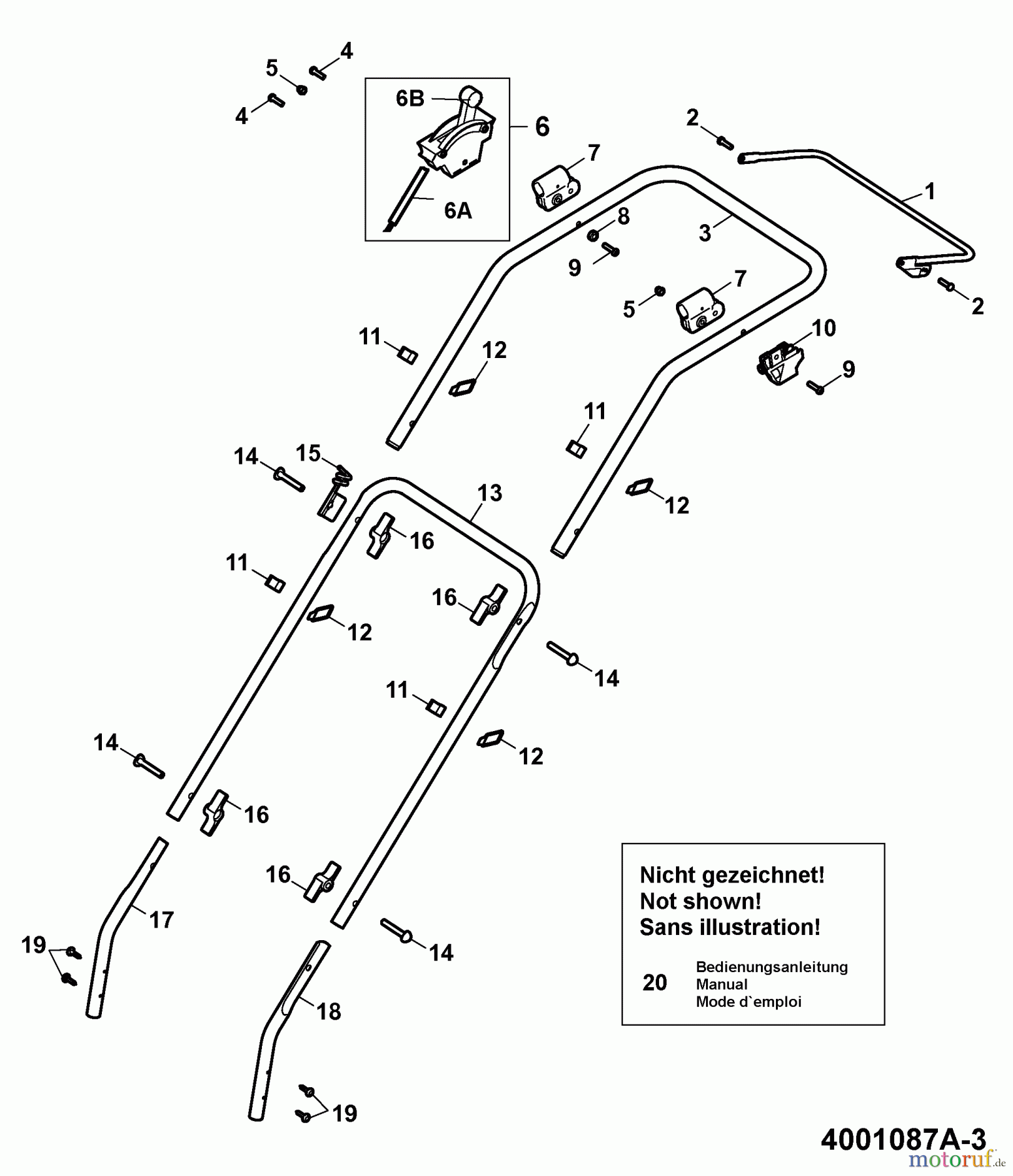 Wolf-Garten Motormäher HBM 40 B 4001087 Serie A (2008) Holm