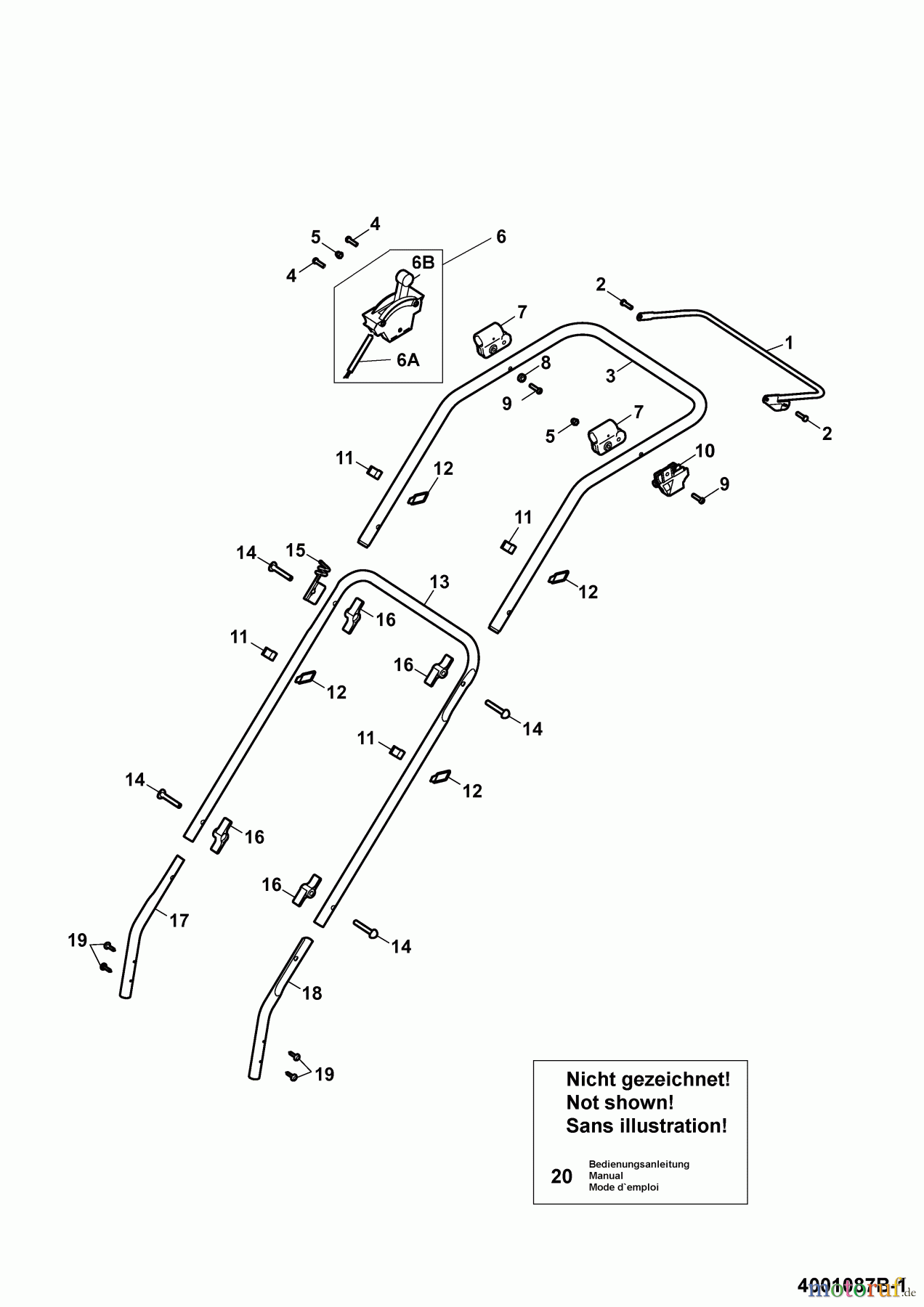 Wolf-Garten Motormäher HBM 40 B 4001087 Serie B (2009) Holm