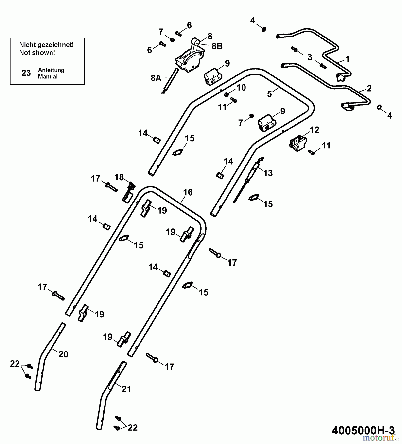  Wolf-Garten Motormäher mit Antrieb Esprit 40 BA 4005000 Serie H  (2009) Holm