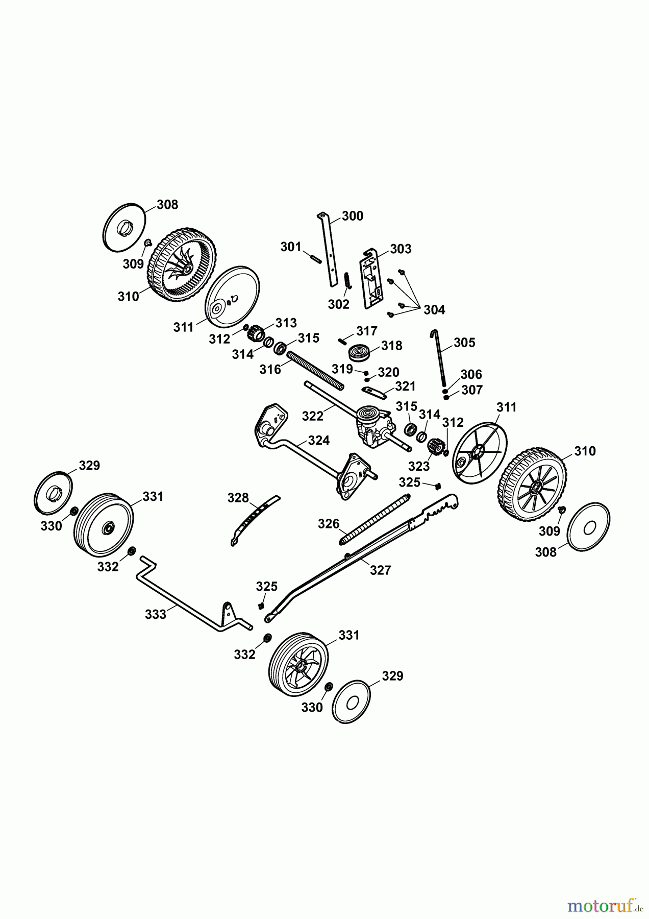 Wolf-Garten Motormäher mit Antrieb Esprit 40 BA 4005086 Serie C (2009) Räder, Schnitthöhenverstellung