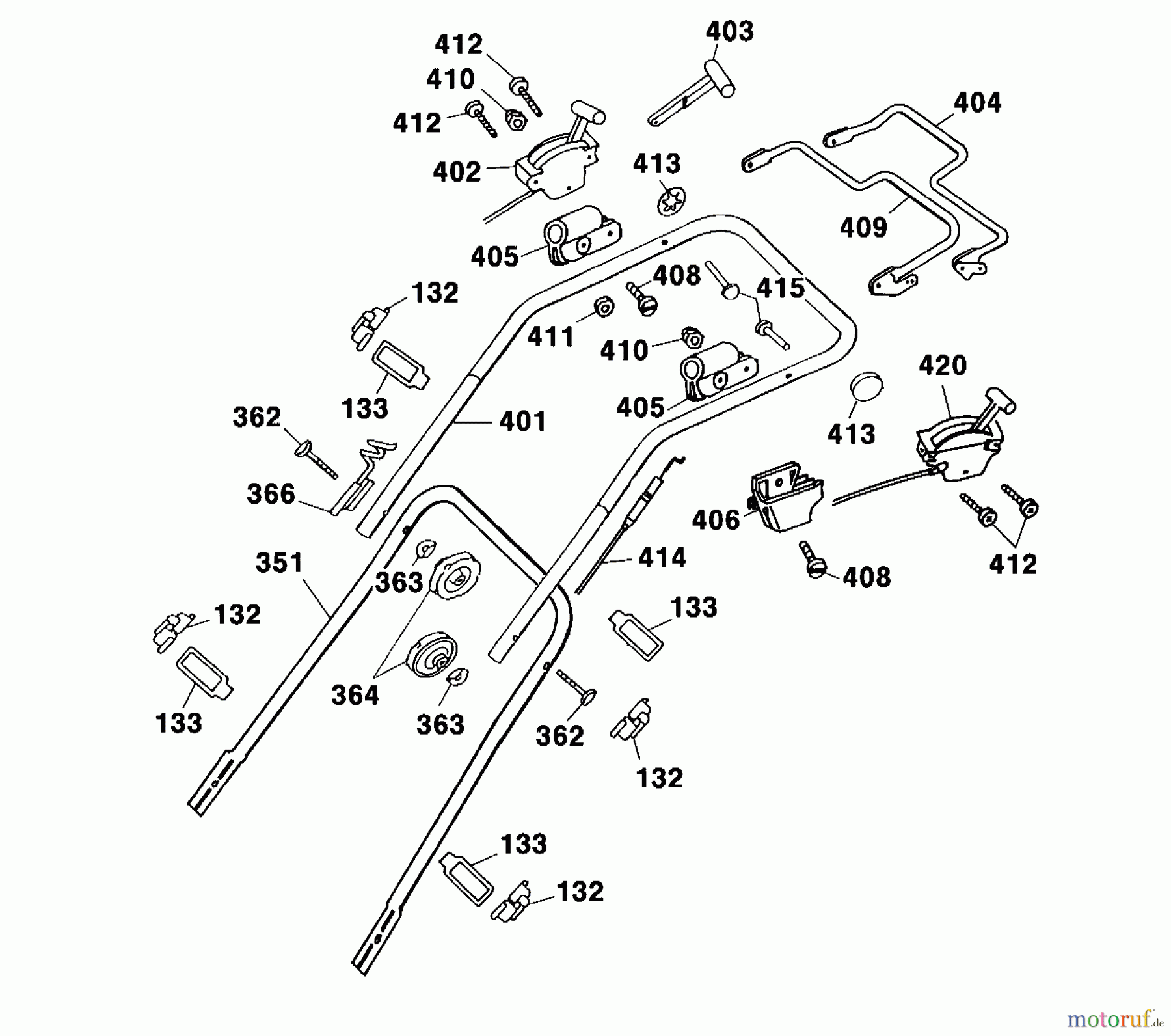 Wolf-Garten Motormäher mit Antrieb Premio 40 BA 4015000 Serie A (2001) Holm