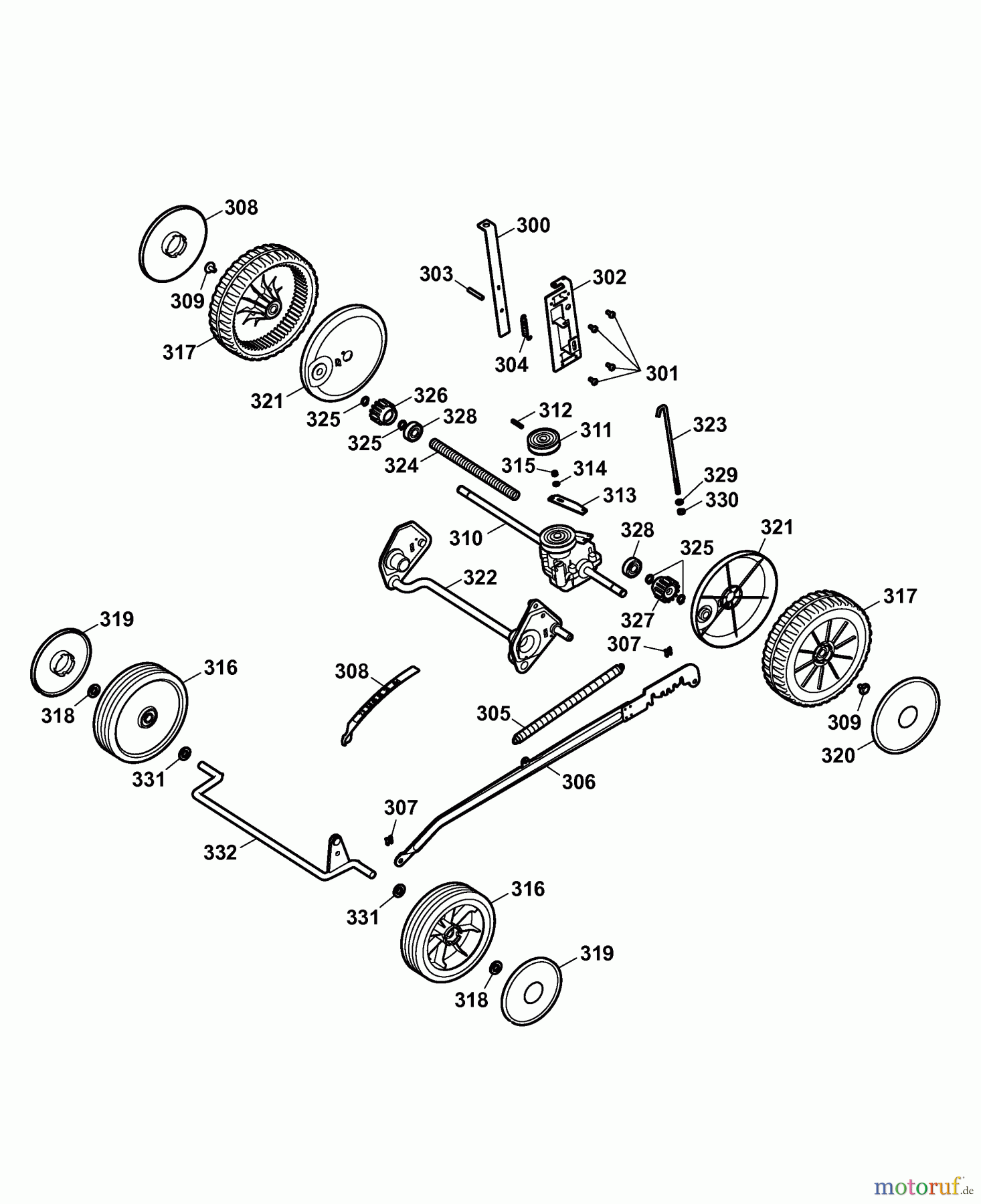 Wolf-Garten Elektromäher mit Antrieb Esprit 40 EAKF 4024000 Serie B (2007) Räder, Schnitthöhenverstellung