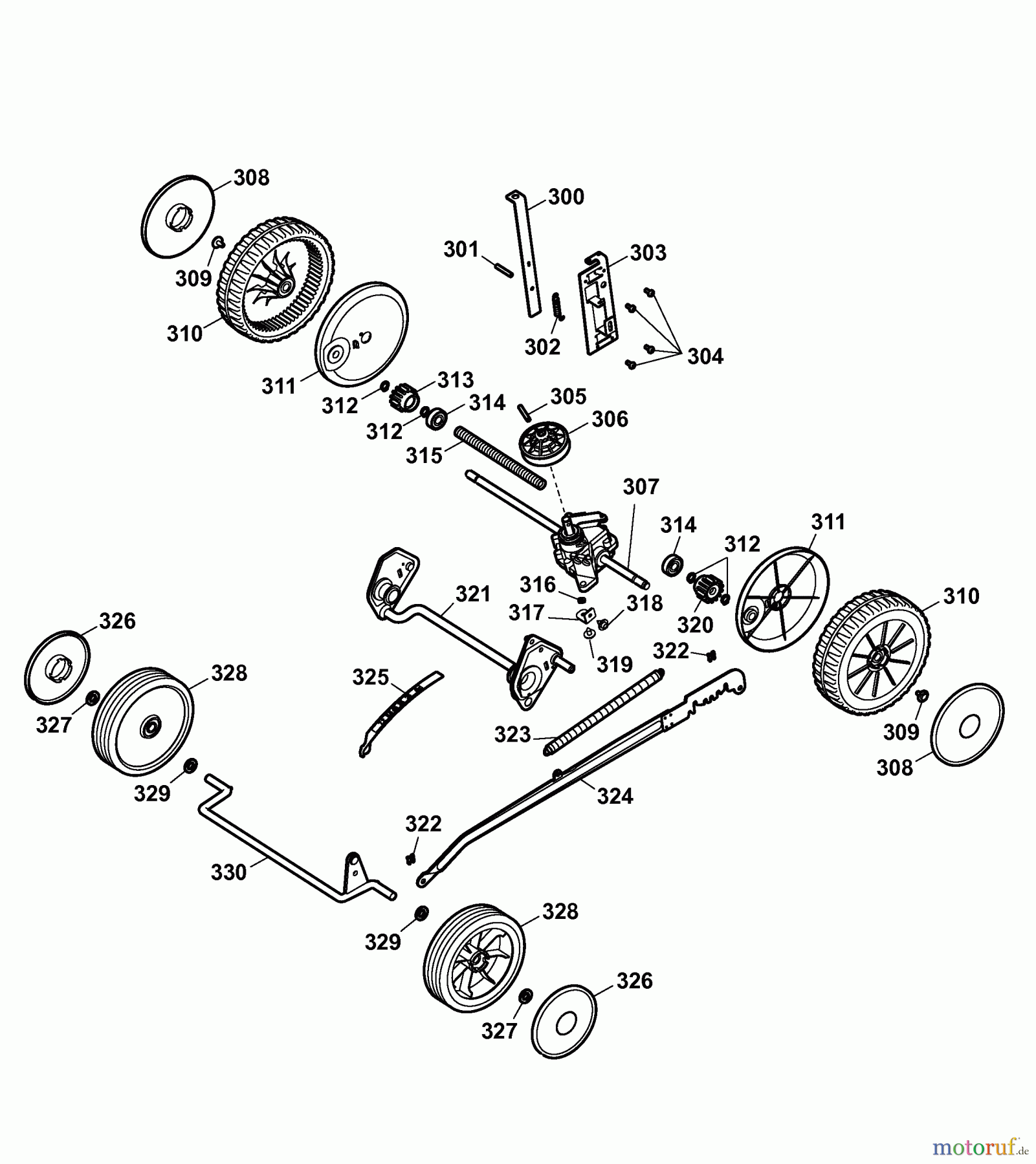 Wolf-Garten Motormäher mit Antrieb Power Edition 40 BAi 4057000 Serie A (2007) Getriebe, Räder, Schnitthöhenverstellung