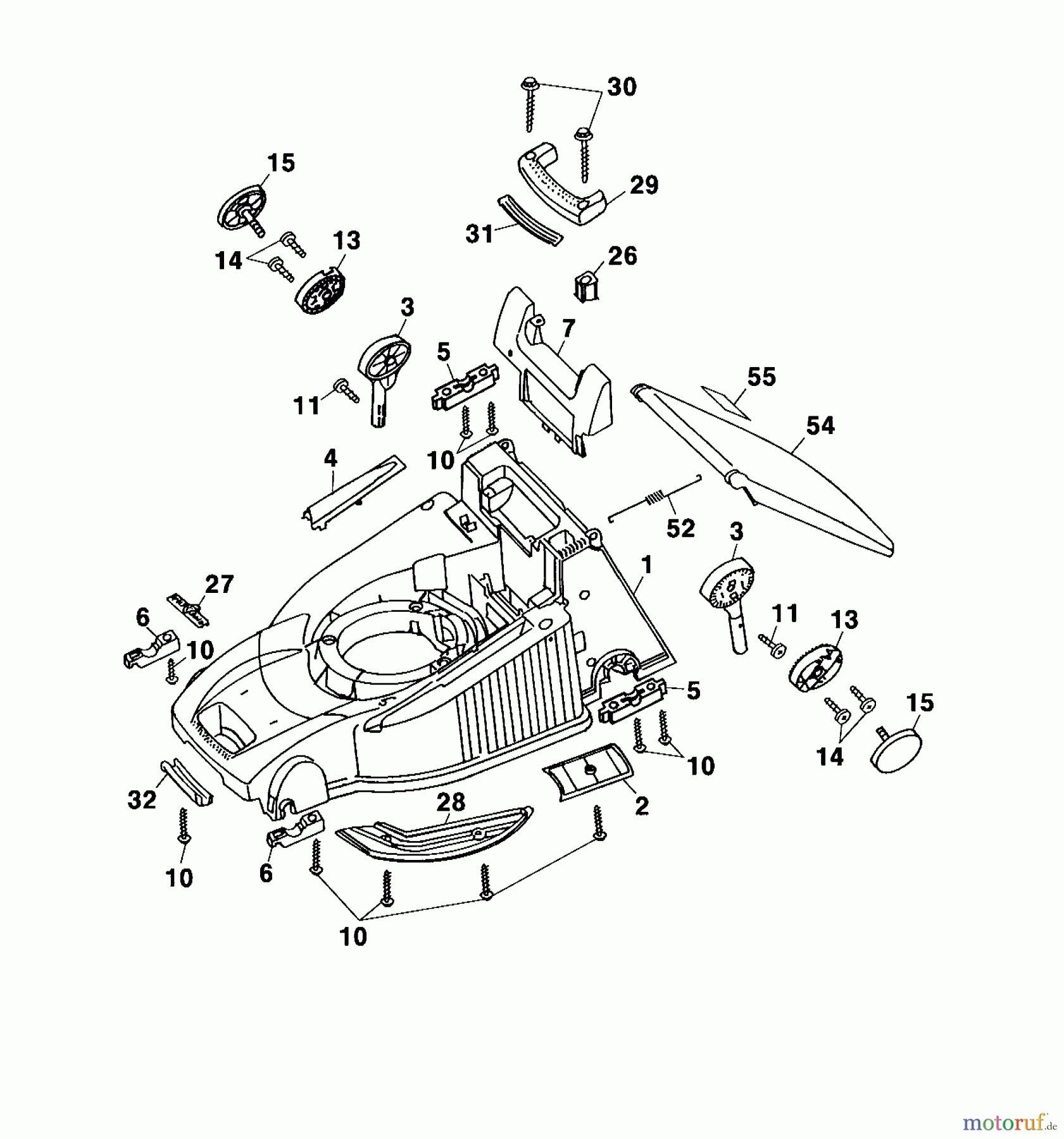 Wolf-Garten Elektromäher mit Antrieb Premio 40 EAKF 4027000 Serie A, B (2002) Mähwerksgehäuse