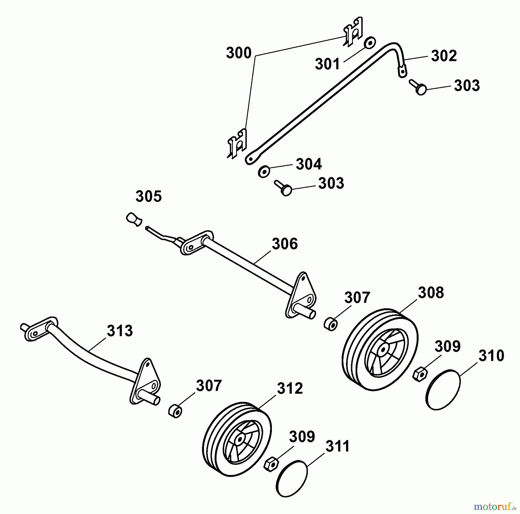  Wolf-Garten Motormäher Power Edition 48 QR 4233000 Serie B  (2009) Räder, Schnitthöhenverstellung