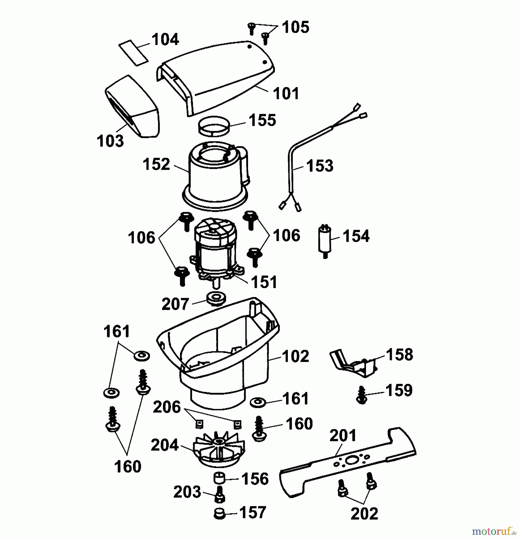  Wolf-Garten Elektromäher Concept 43 E 4317000 Serie A  (2000) Messer, Messeraufnahme, Motor