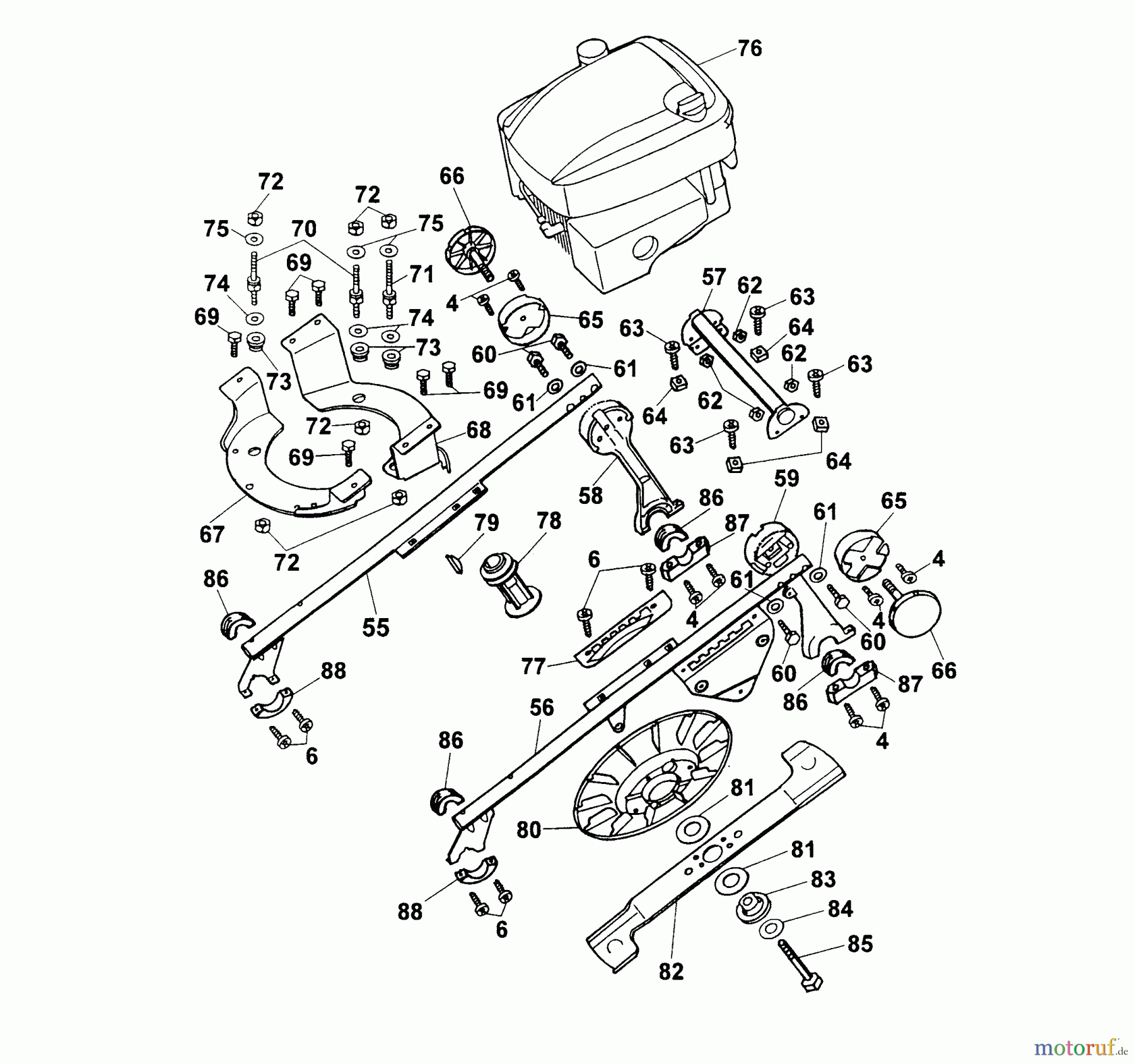 Wolf-Garten Motormäher Concept 43 B 4349000 Serie A (2000) Gestell, Messer, Motor