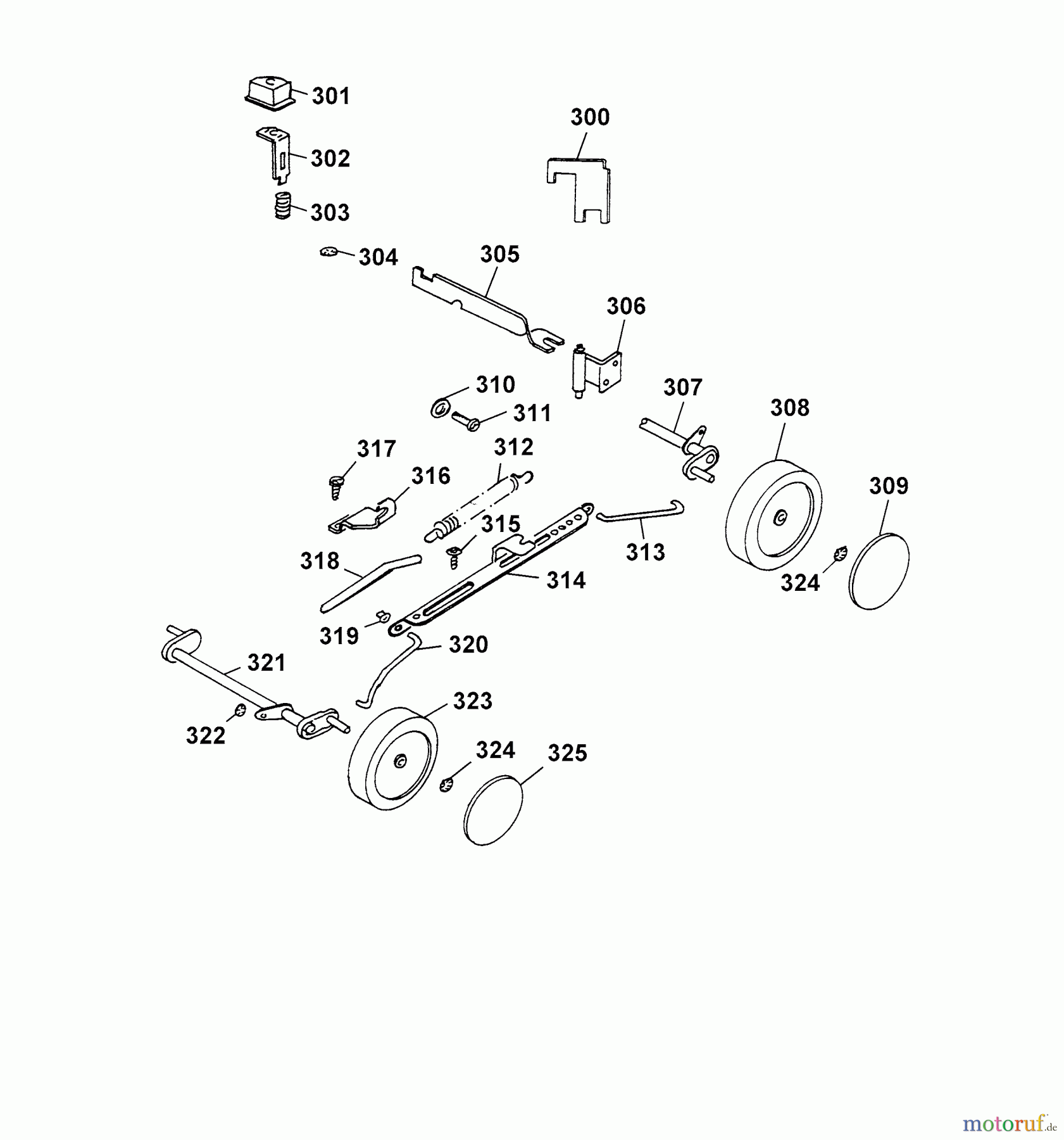 Wolf-Garten Elektromäher 4.36 E 4916080 Serie A, B (2002) Höhenverstellung, Räder