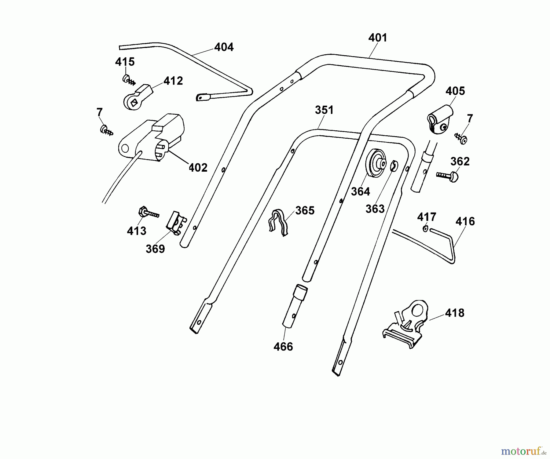 Wolf-Garten Elektromäher 4.40 E 4958000 Serie A, B, C (2002) Holm