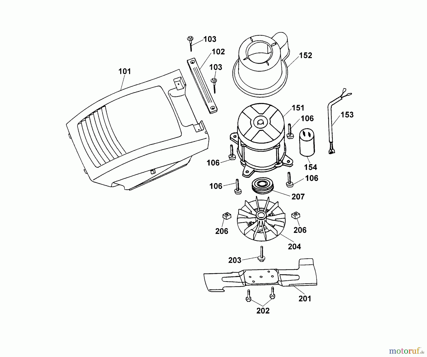 Wolf-Garten Elektromäher 4.40 E 4958000 Serie A, B, C (2002) Abdeckhaube Motor, Messer, Motor