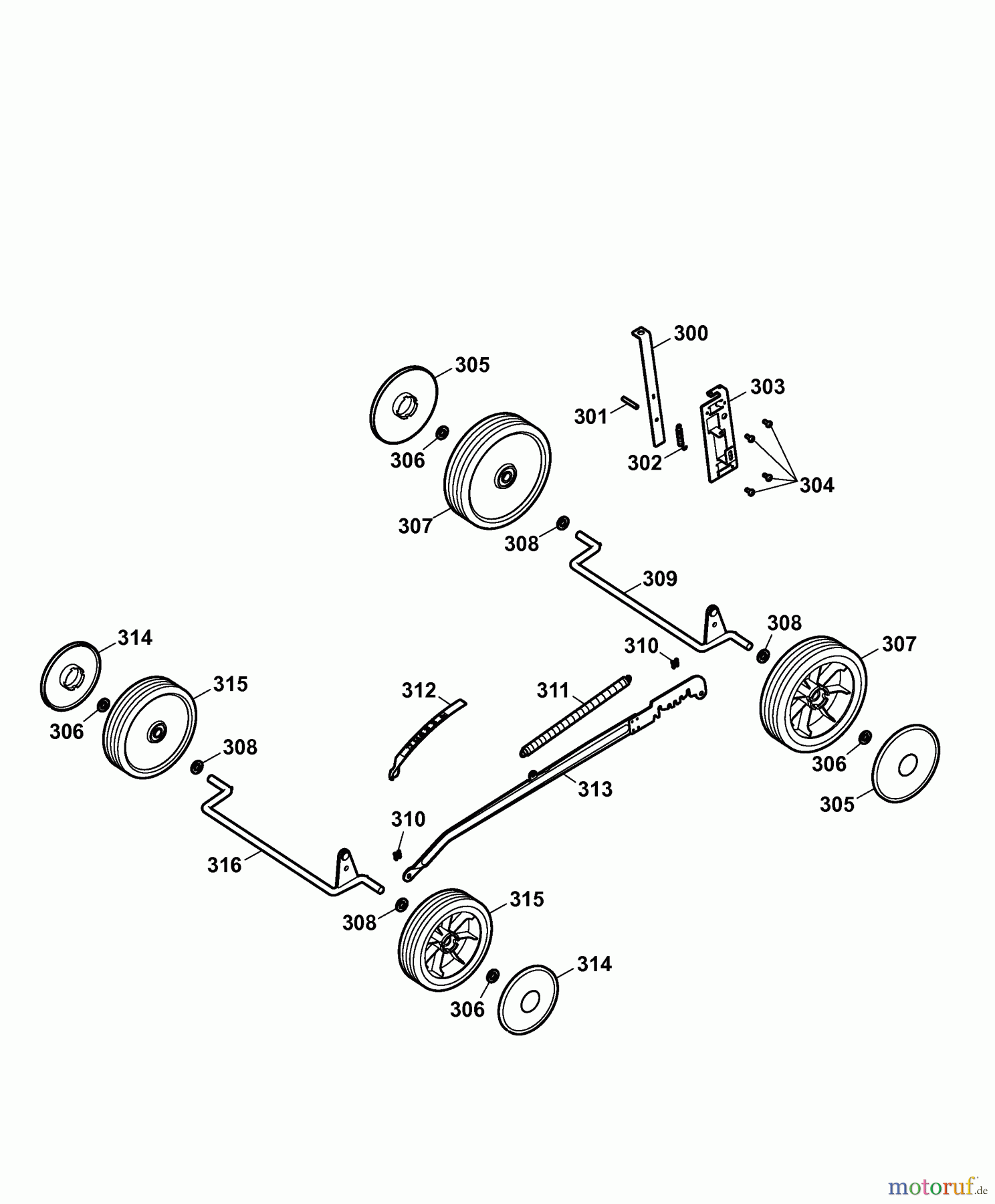 Wolf-Garten Motormäher B 46 TB 4602680 Serie B (2007) Räder, Schnitthöhenverstellung