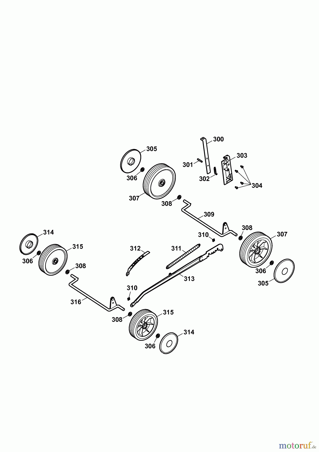 Wolf-Garten Motormäher B 46 TB 4602680 Serie E (2009) Höhenverstellung, Räder