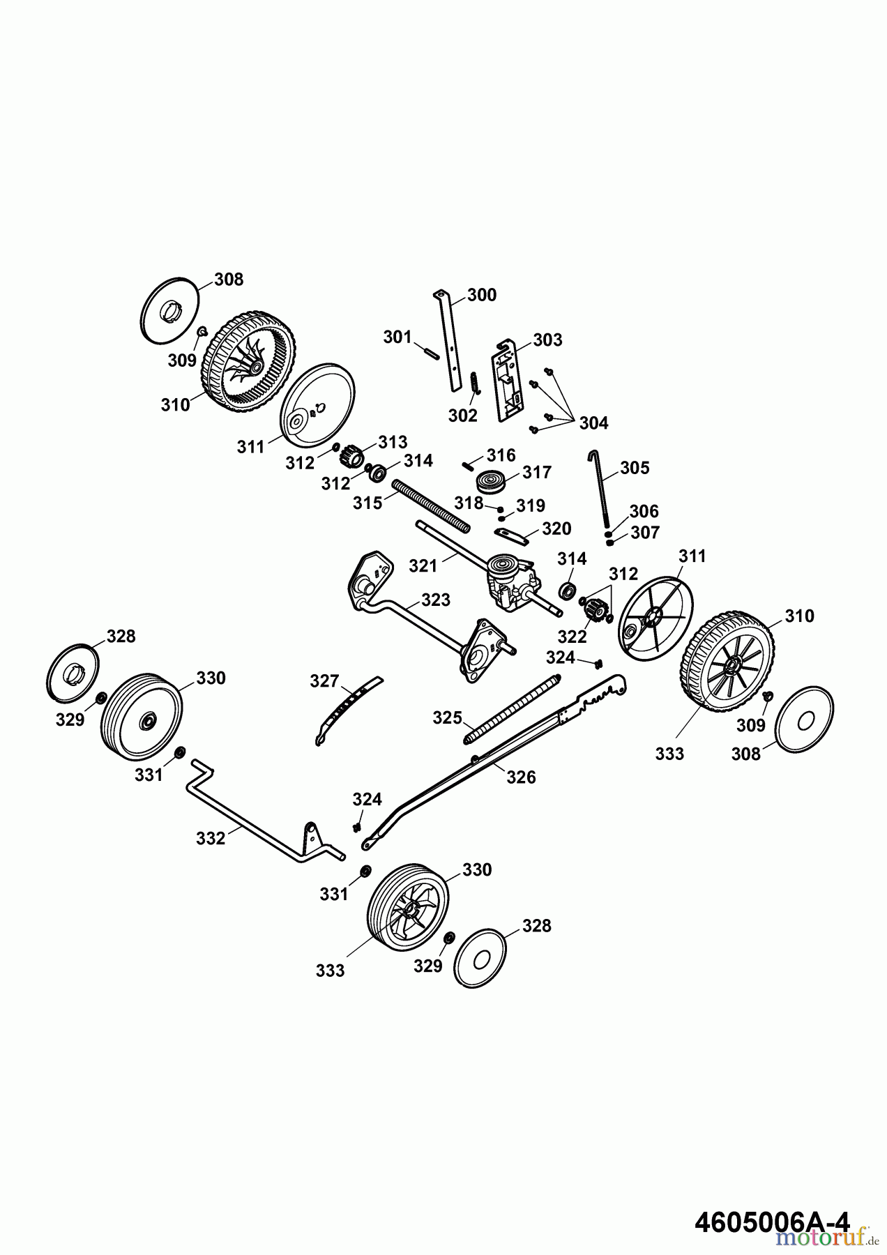 Wolf-Garten Motormäher mit Antrieb Esprit 46 BA 4605006 Serie A (2006) Achsen, Räder