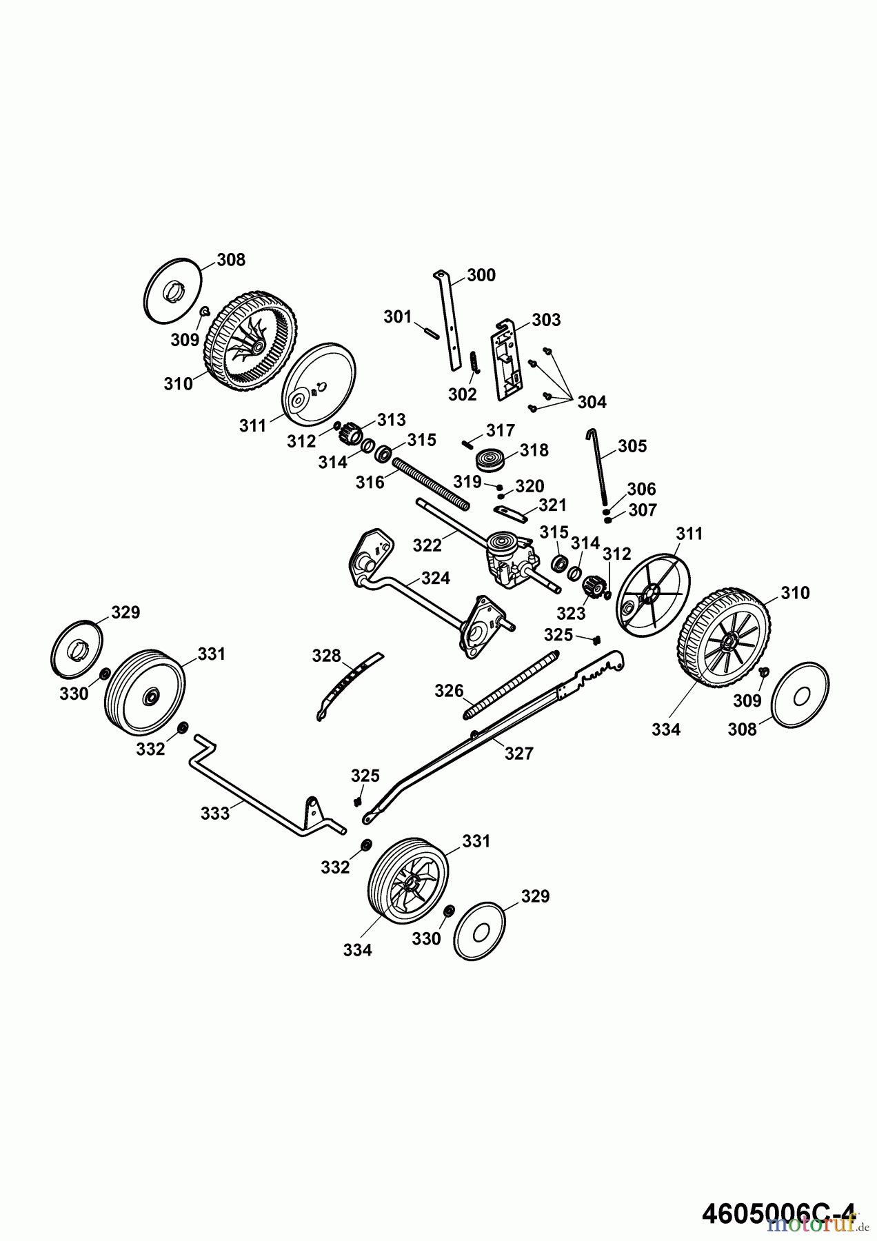 Wolf-Garten Motormäher mit Antrieb Esprit 46 BA 4605006 Serie C (2009) Achsen, Räder