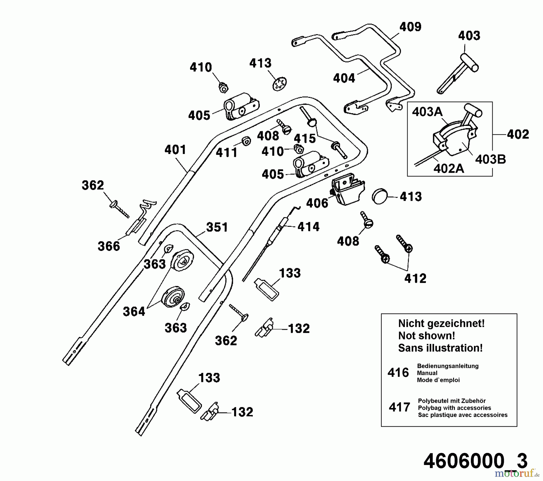 Wolf-Garten Motormäher mit Antrieb B 46 TBA 4606000 Serie A (2001) Holm