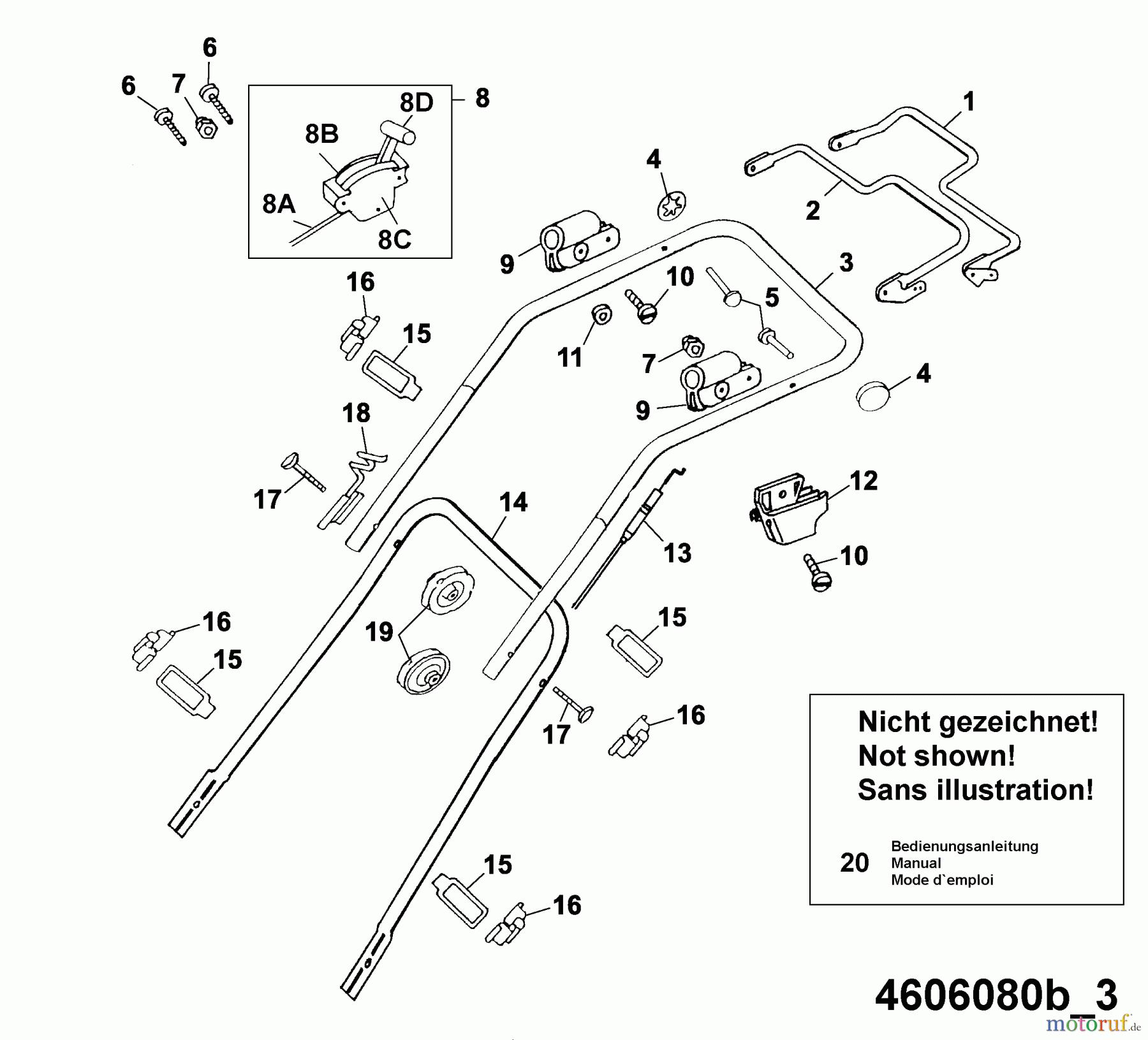 Wolf-Garten Motormäher mit Antrieb B 46 TBA 4606080 Serie B (2005) Holm