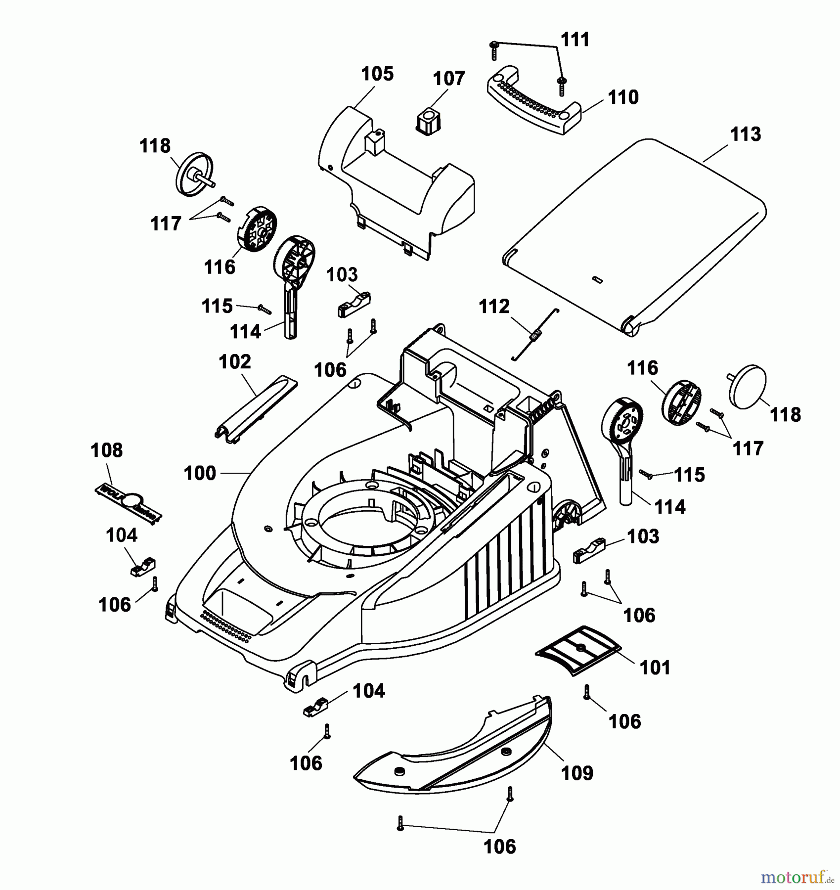  Wolf-Garten Motormäher mit Antrieb B 46 TBA 4606080 Serie D  (2005) Mähwerksgehäuse