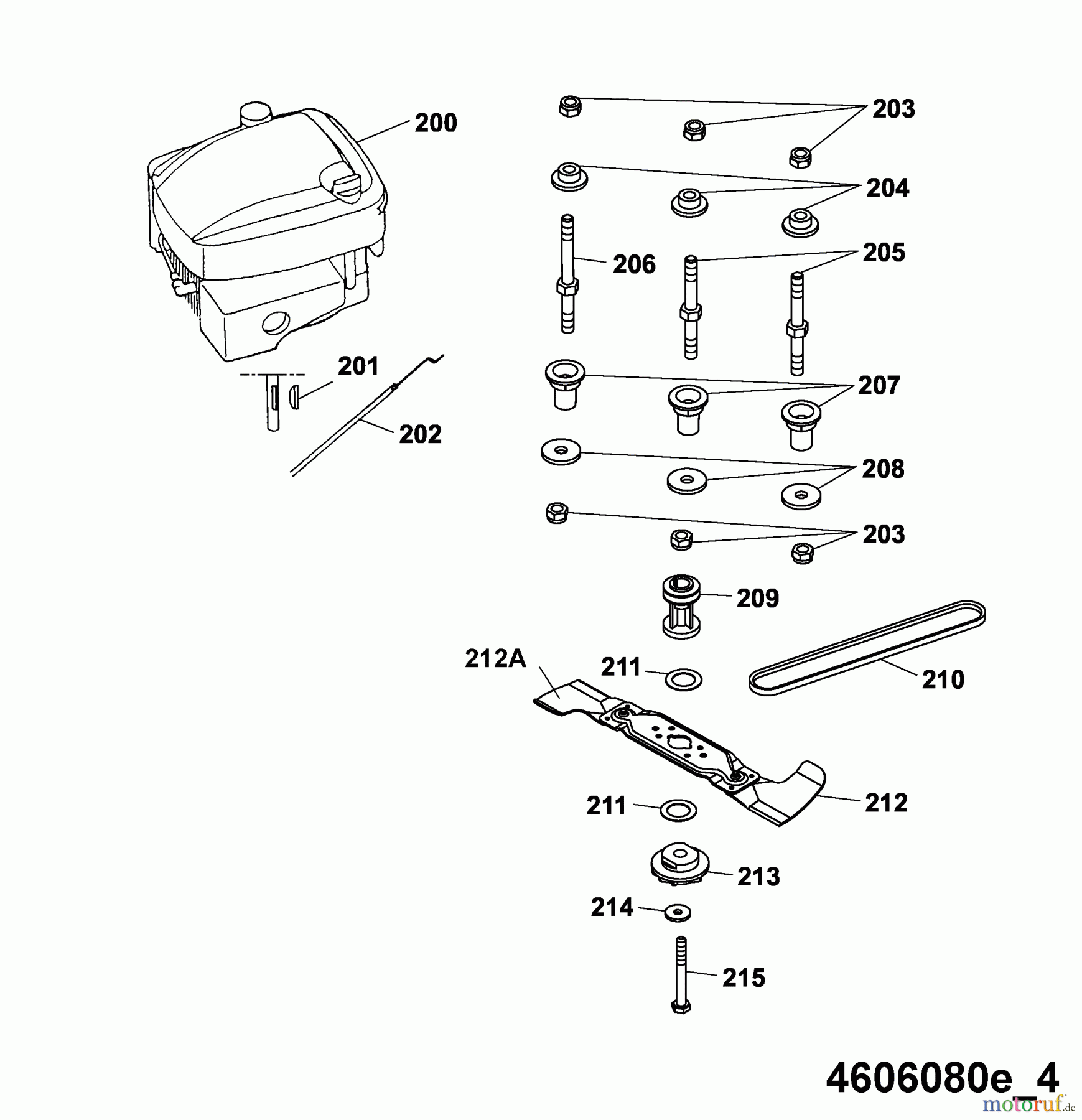 Wolf-Garten Motormäher mit Antrieb B 46 TBA 4606080 Serie E (2005) Messer, Messeraufnahme, Motor