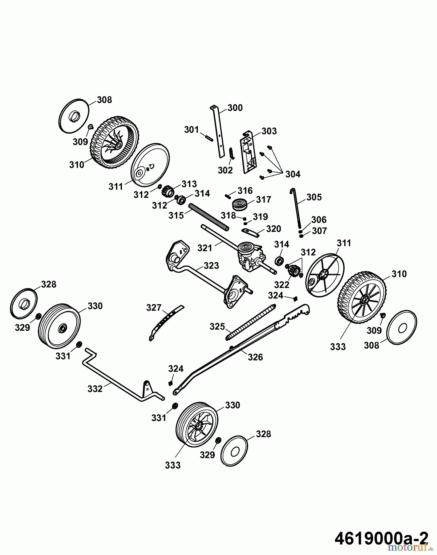 Wolf-Garten Motormäher mit Antrieb 6.46 BA 4619000 Serie A (2007) Getriebe, Räder, Schnitthöhenverstellung