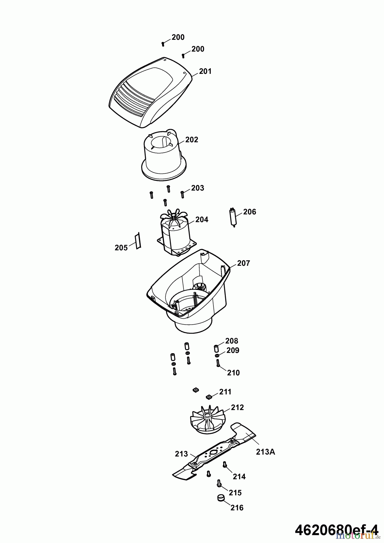  Wolf-Garten Elektromäher Esprit 46 E 4620680 Serie E, F  (2007) Messer, Messeraufnahme, Motor