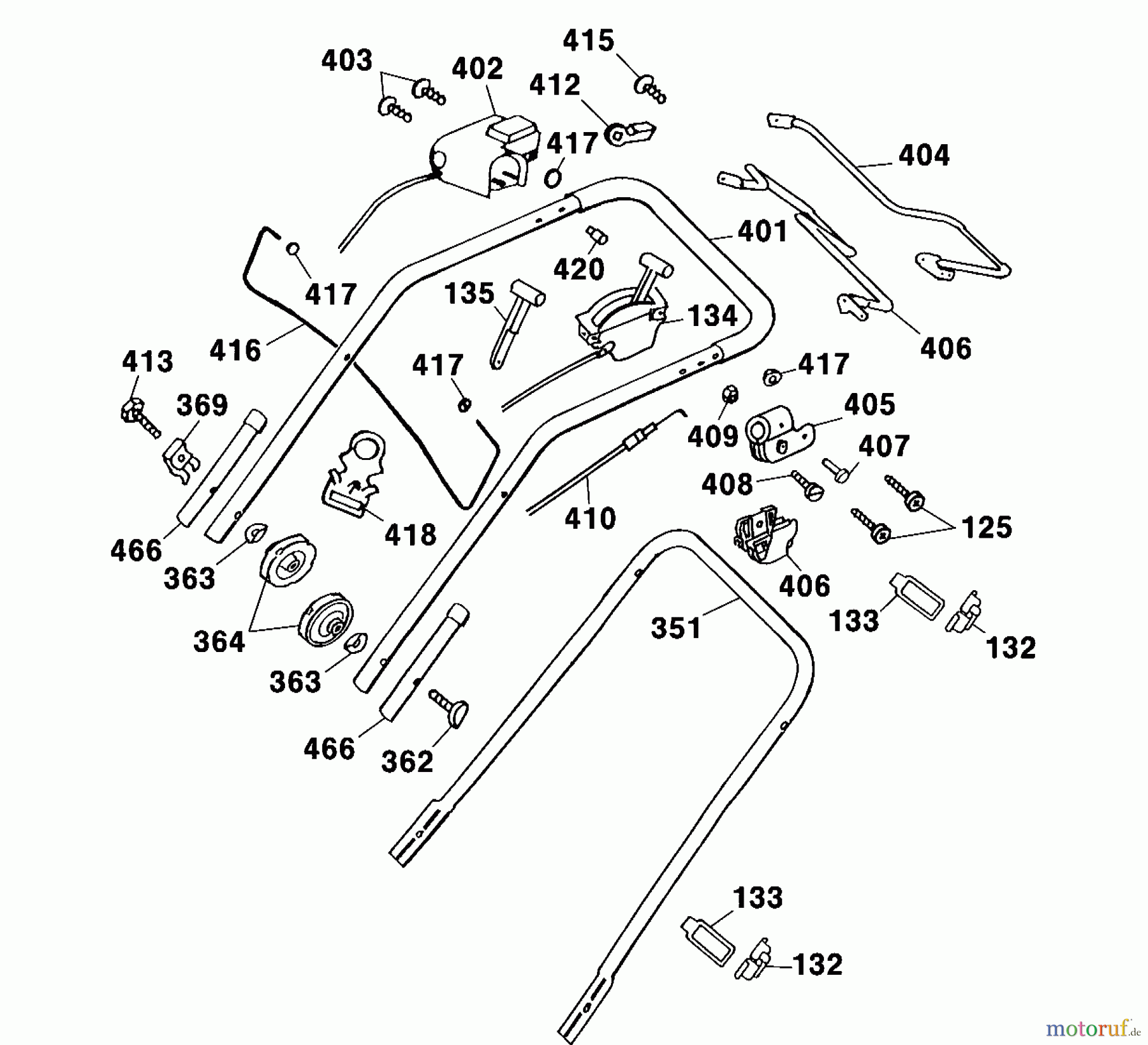 Wolf-Garten Elektromäher mit Antrieb Premio 46 EA 4629000 Serie A  (2001) Holm