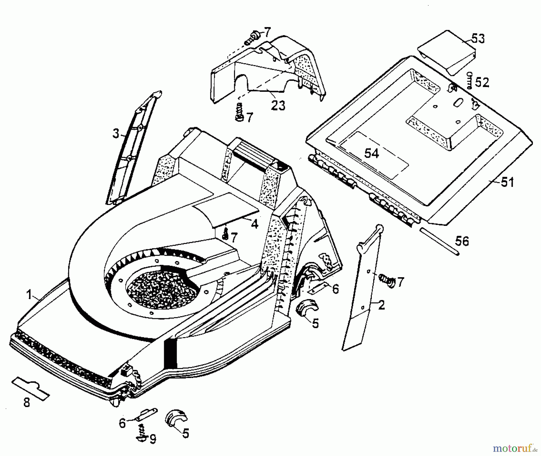 Wolf-Garten Motormäher HB 42 BE 4760885 Serie A (2000) Heckklappe, Mähwerksgehäuse