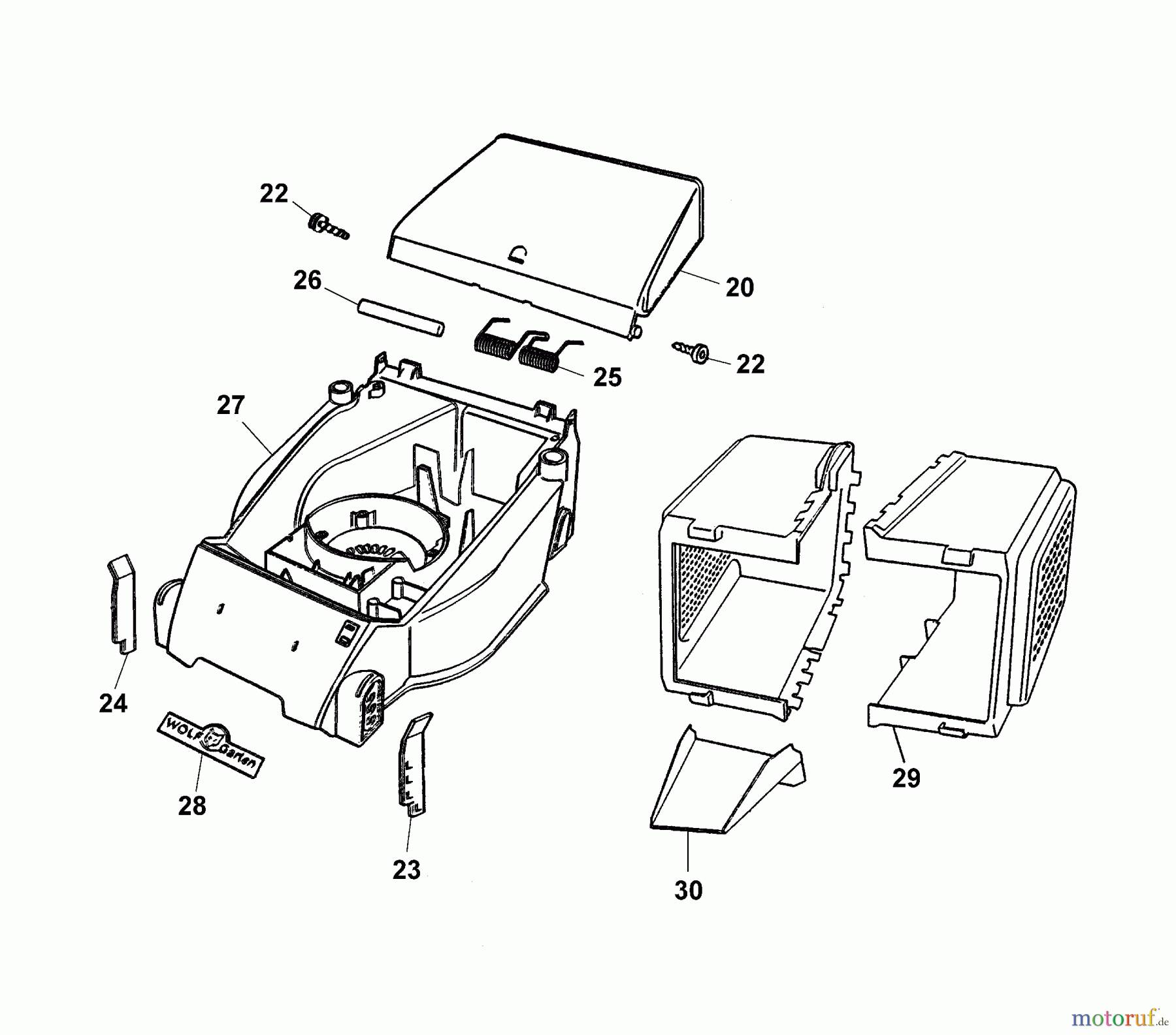 Wolf-Garten Elektromäher P 32 E 9 4901001 Serie G, H (2005) Mähwerksgehäuse