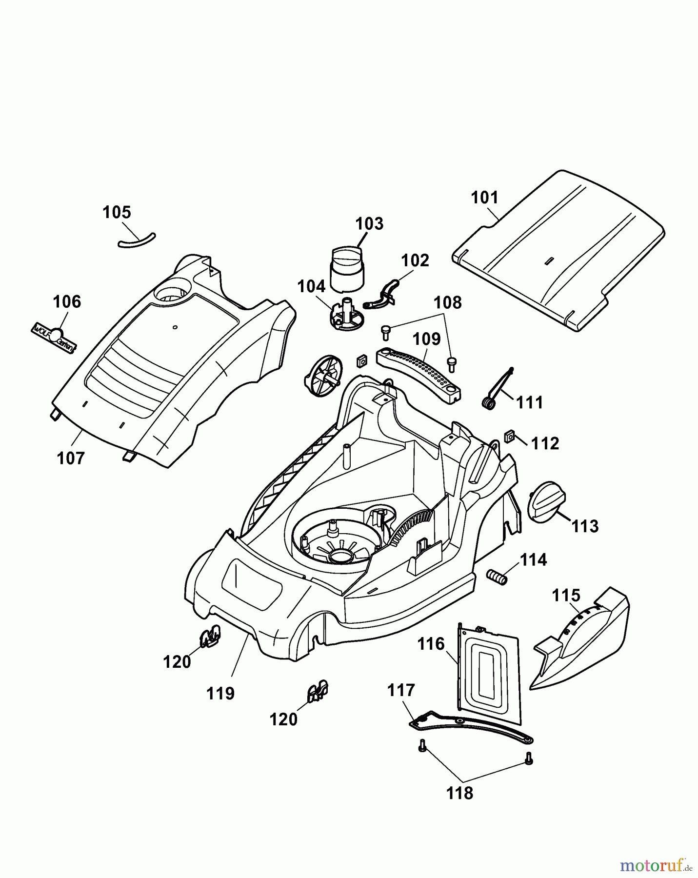  Wolf-Garten Elektromäher Compact plus 34 E 4904000 Serie D  (2007) Mähwerksgehäuse