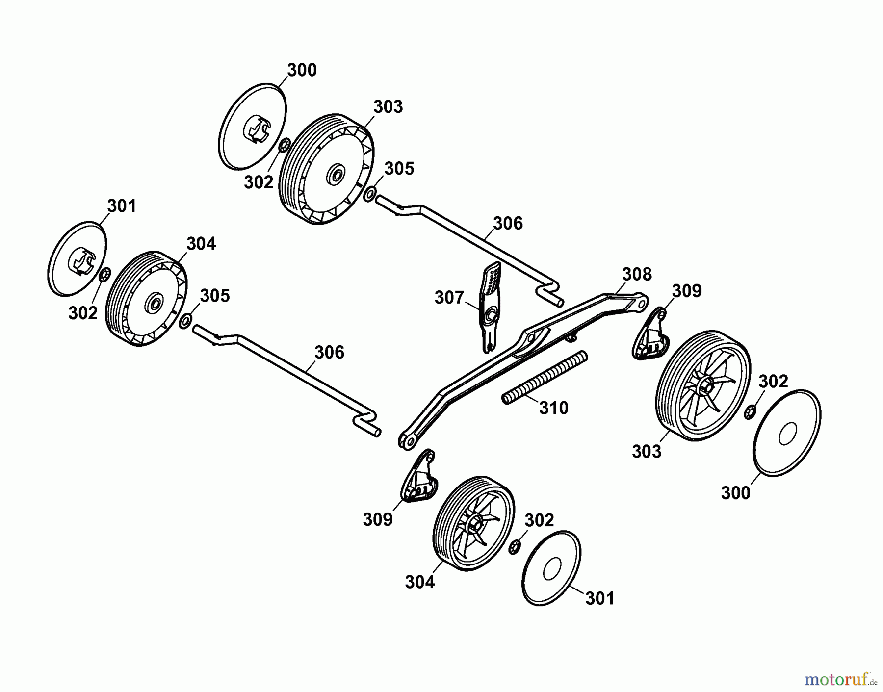 Wolf-Garten Elektromäher Compact plus 34 E 4904003 Serie B (2006) Höhenverstellung, Räder