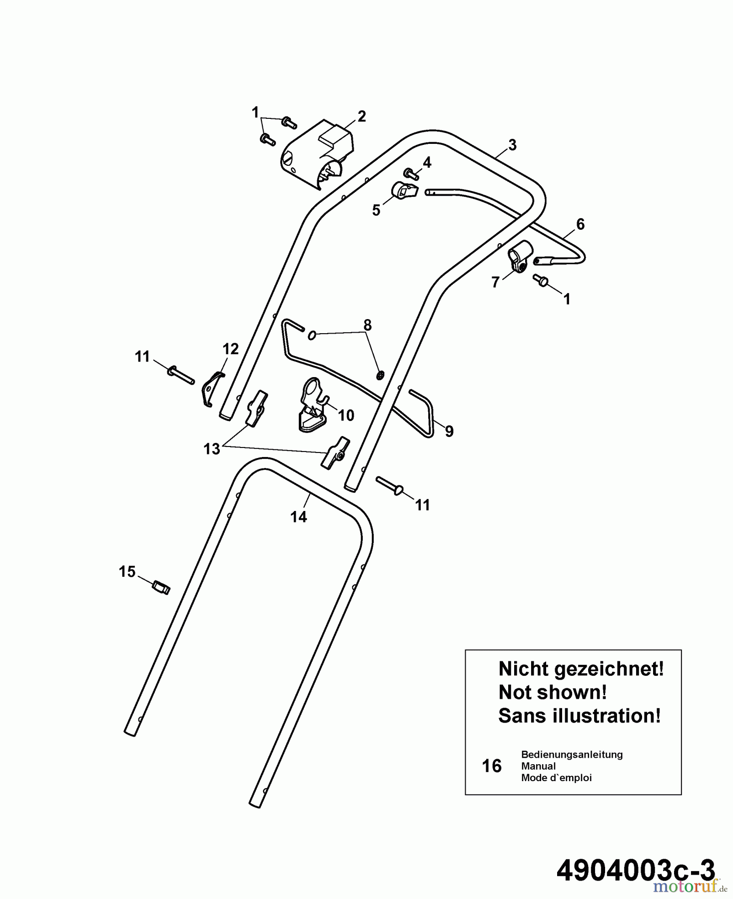 Wolf-Garten Elektromäher Compact plus 34 E 4904003 Serie C (2007) Holm