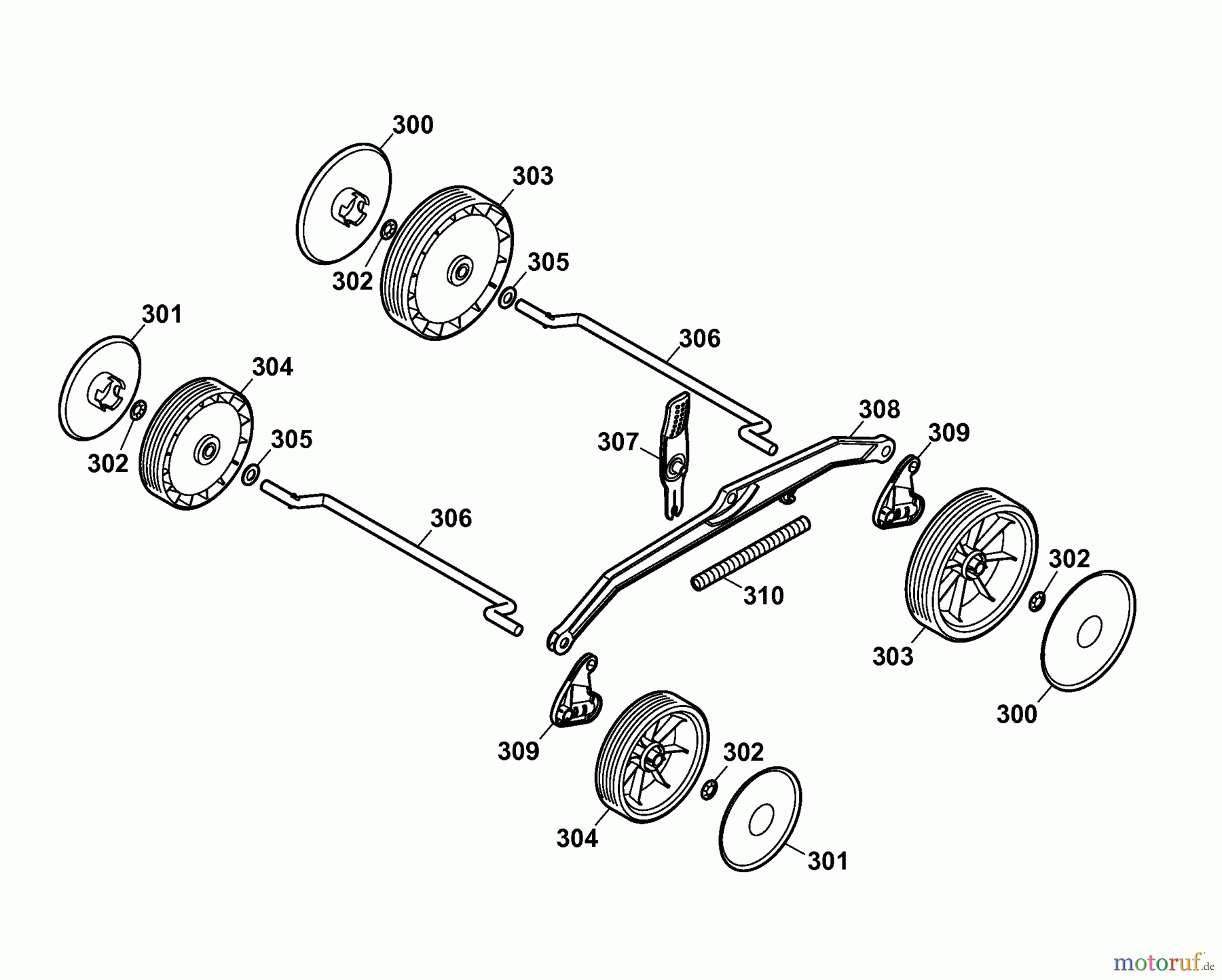  Wolf-Garten Elektromäher Compact plus 34 E 4904080 Serie A  (2006) Räder, Schnitthöhenverstellung