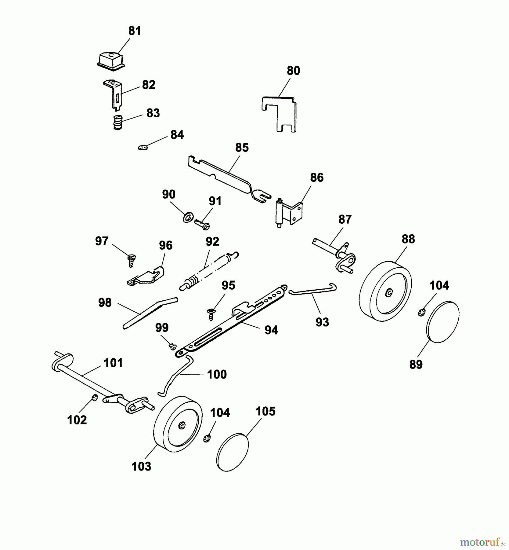 Wolf-Garten Elektromäher 2.36 E 4906785 Serie A (2005) Räder, Schnitthöhenverstellung