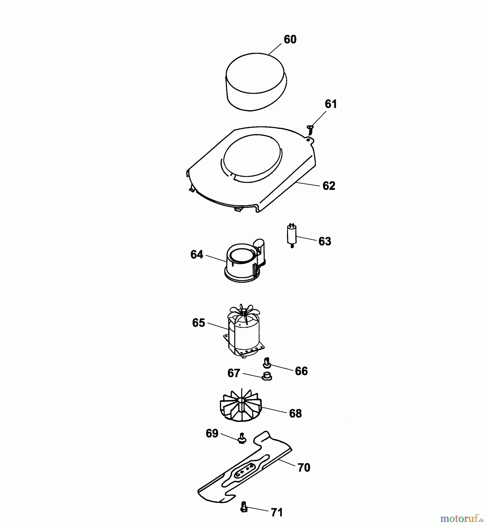 Wolf-Garten Elektromäher 2.36 XC 4906786 Serie A (2005) Messer, Messeraufnahme, Motor